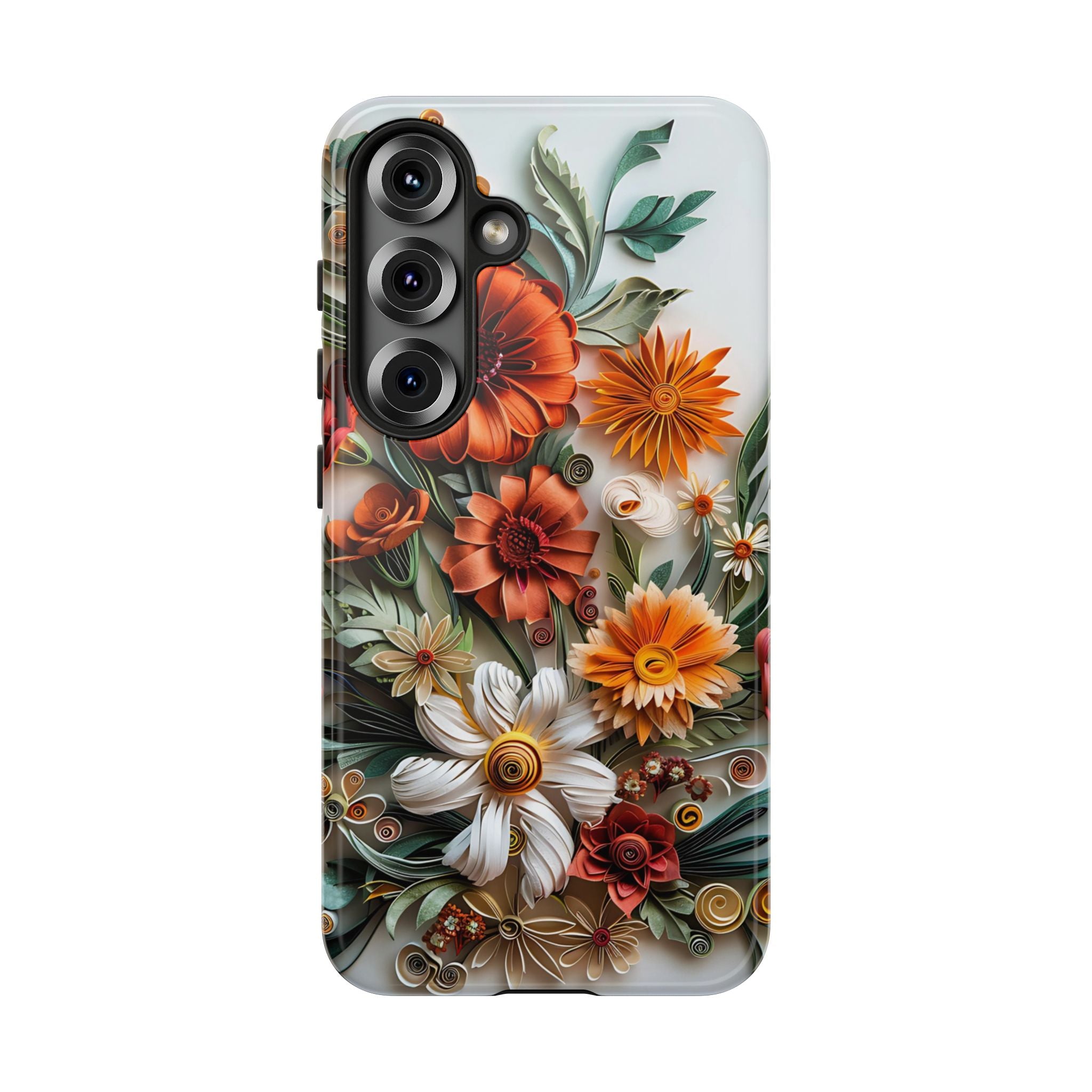 Floral Quilling Tough Samsung Galaxy Case — Orange Daisy