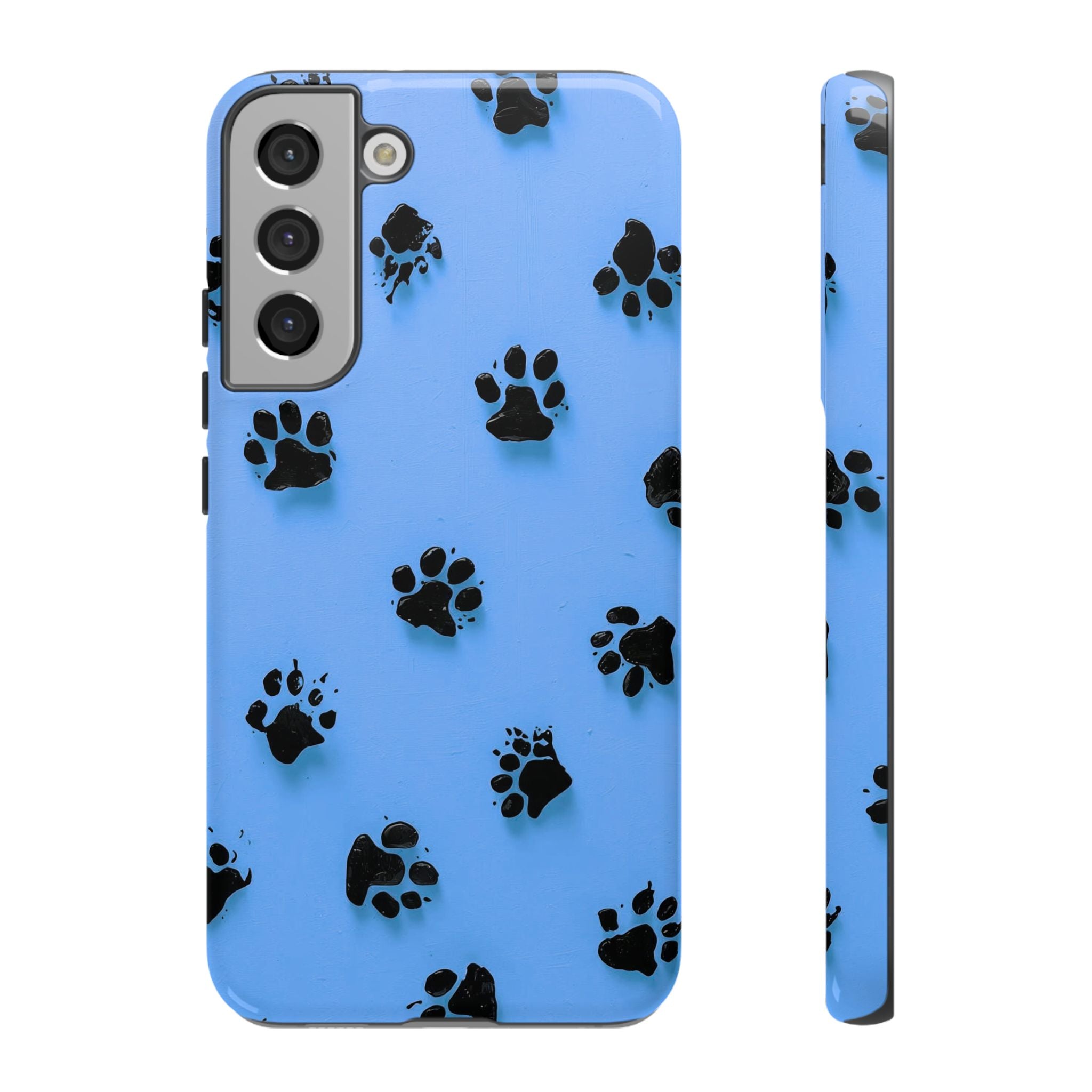 Blue Paw Print Tough Samsung Galaxy Case — Protective Dog & Cat Lover Cover