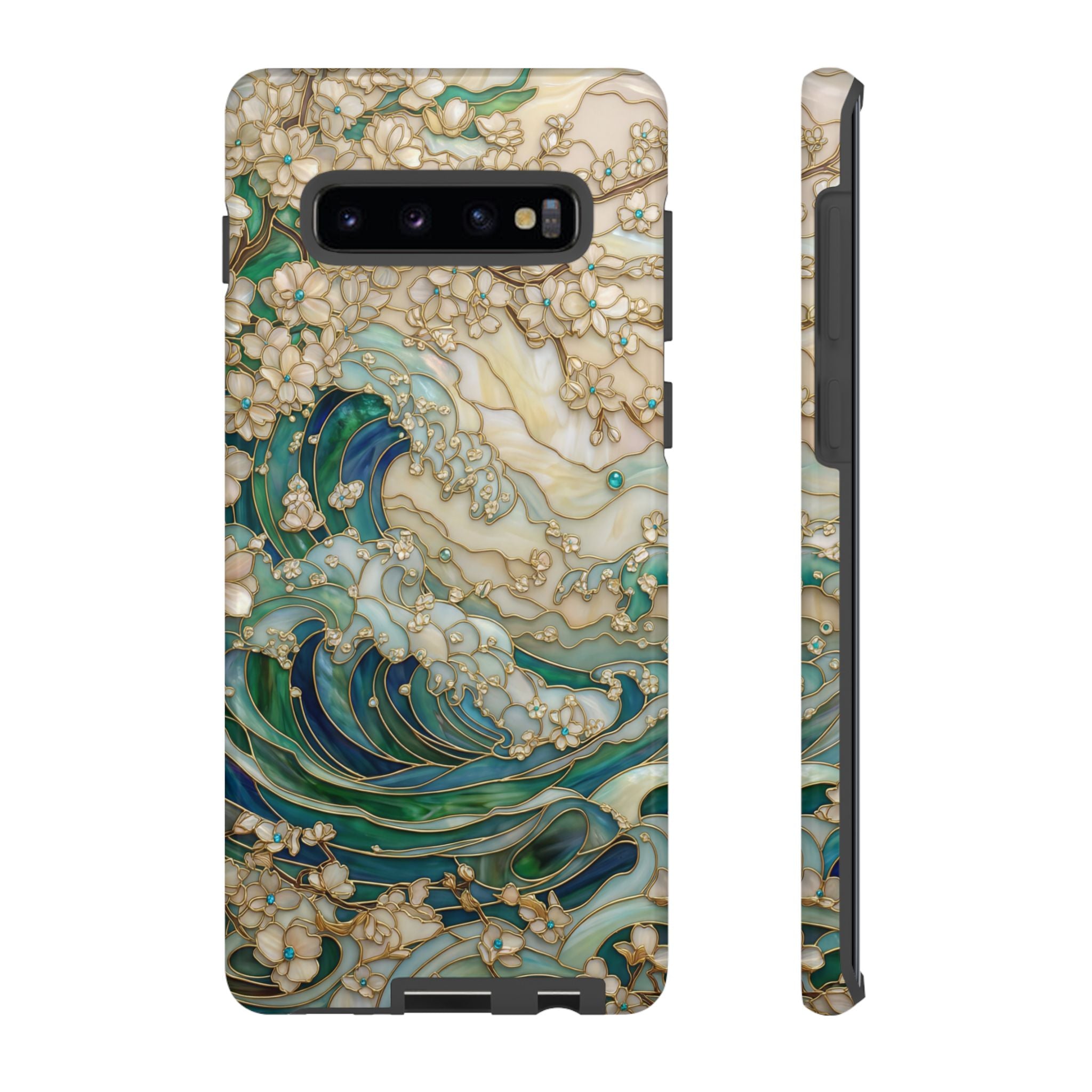 Elegant Ocean Wave Floral Art Samsung Galaxy Case