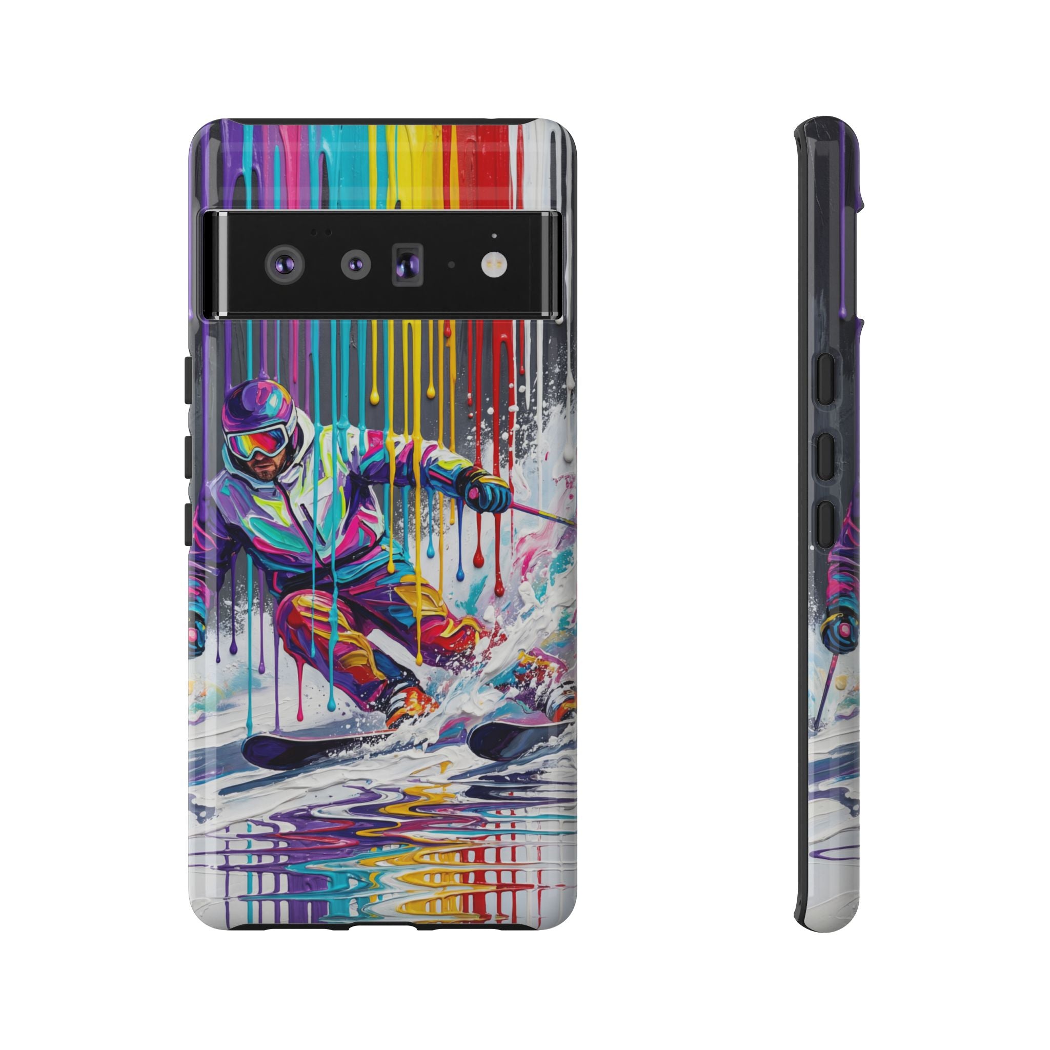 Colourful Skiing Drip Art Tough Google Pixel Phone Case