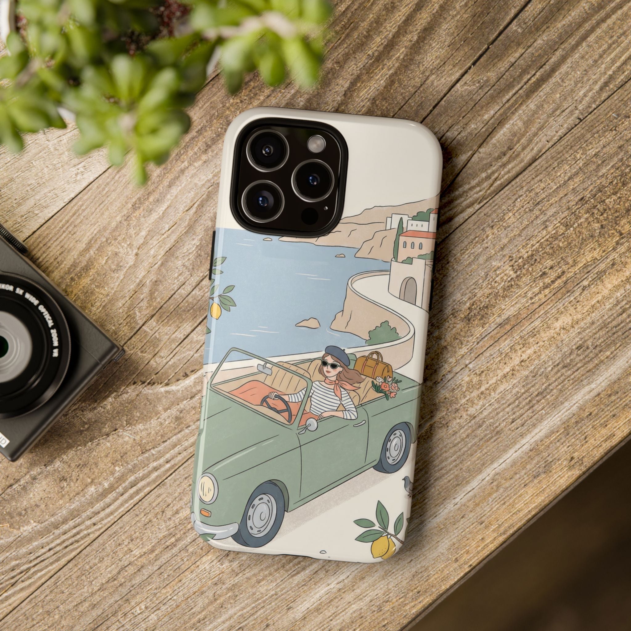 Retro Coastal Road Trip Design iPhone Case