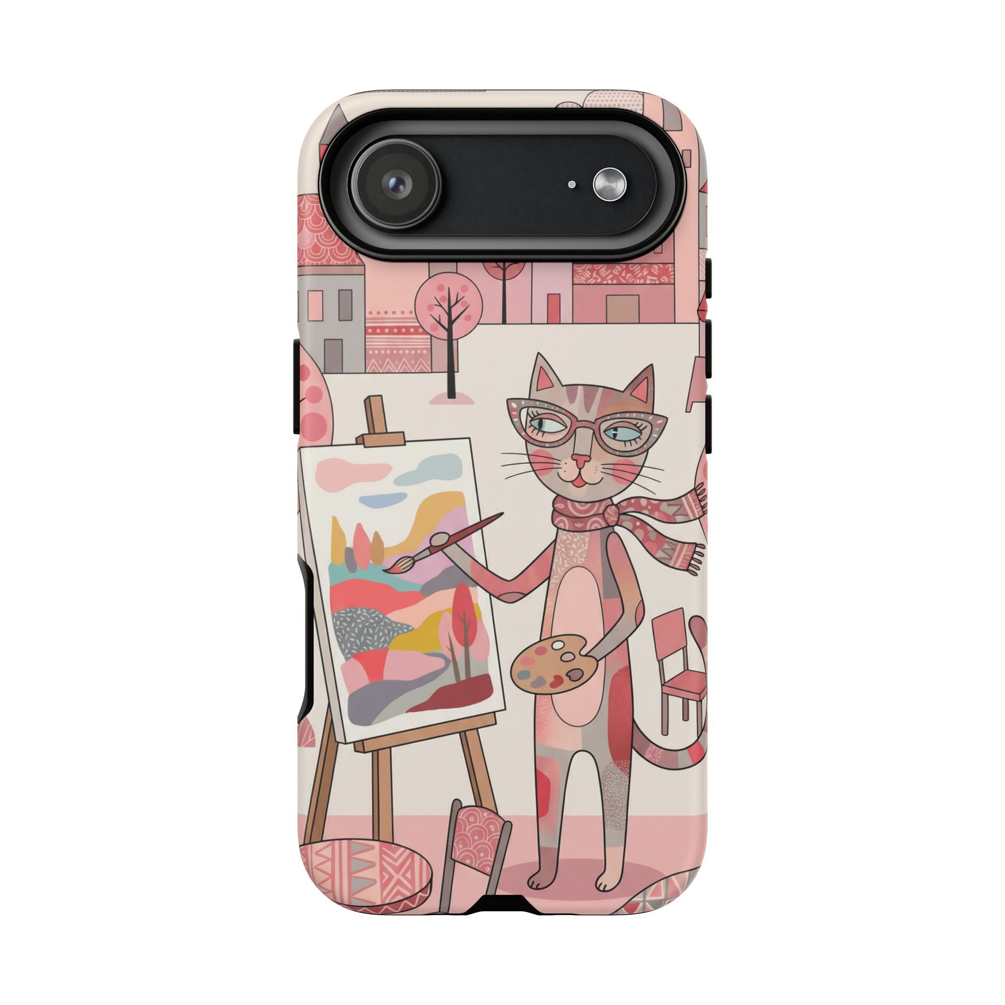 Artistic Cat iPhone Case | Painter Kitty Illustration Tough Case
