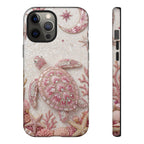 Cover protettiva per iPhone a conchiglia di tartaruga marina rosa