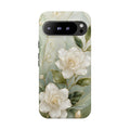 White Floral  Google Pixel Phone Case | Sage Green Botanical Phone Case