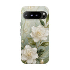 White Floral  Google Pixel Phone Case | Sage Green Botanical Phone Case