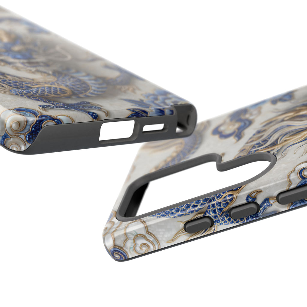 Asian Zodiac Dragon Samsung Galaxy Phone Case | Blue & White Porcelain Luxury Protective Case | Year of the Dragon Gift