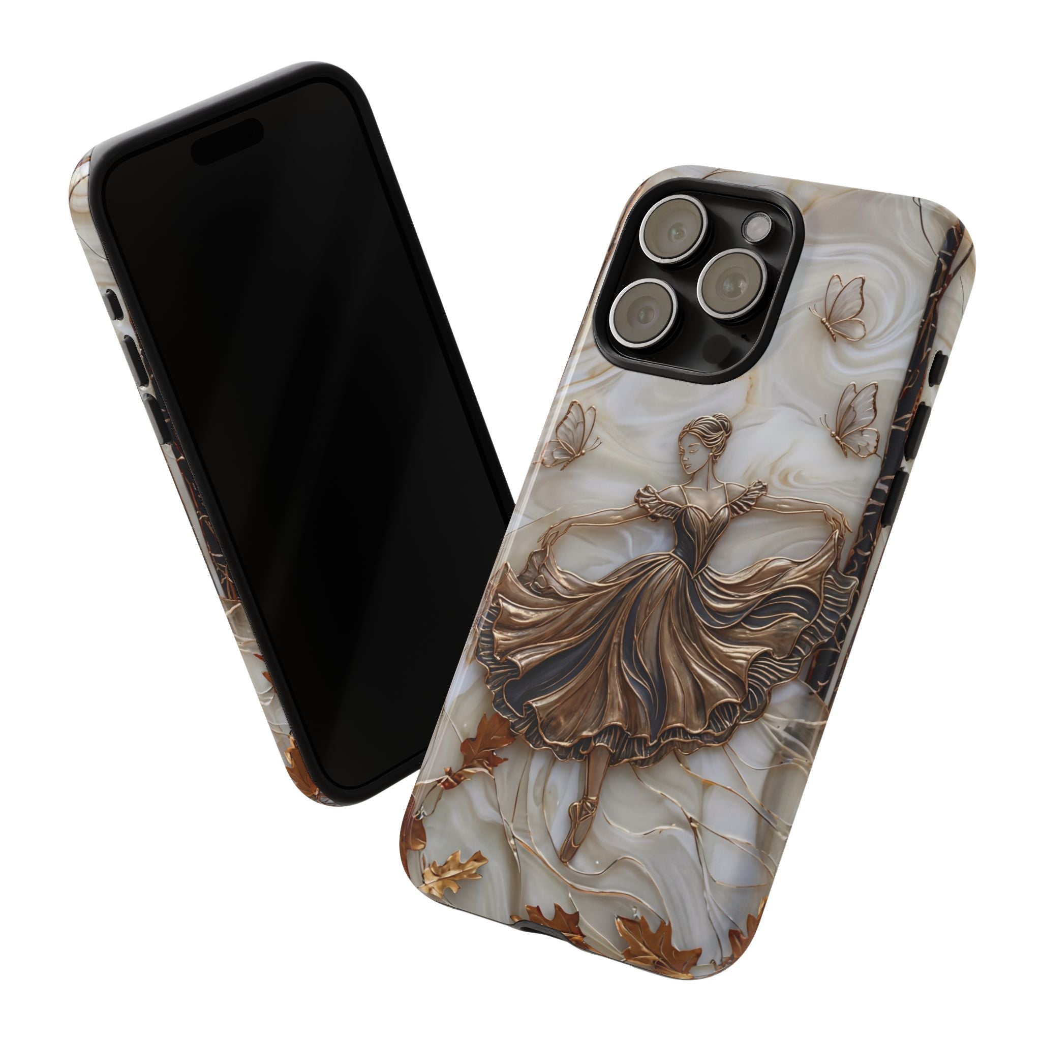 Elegant Bronze Ballerina Dance Design iPhone Case