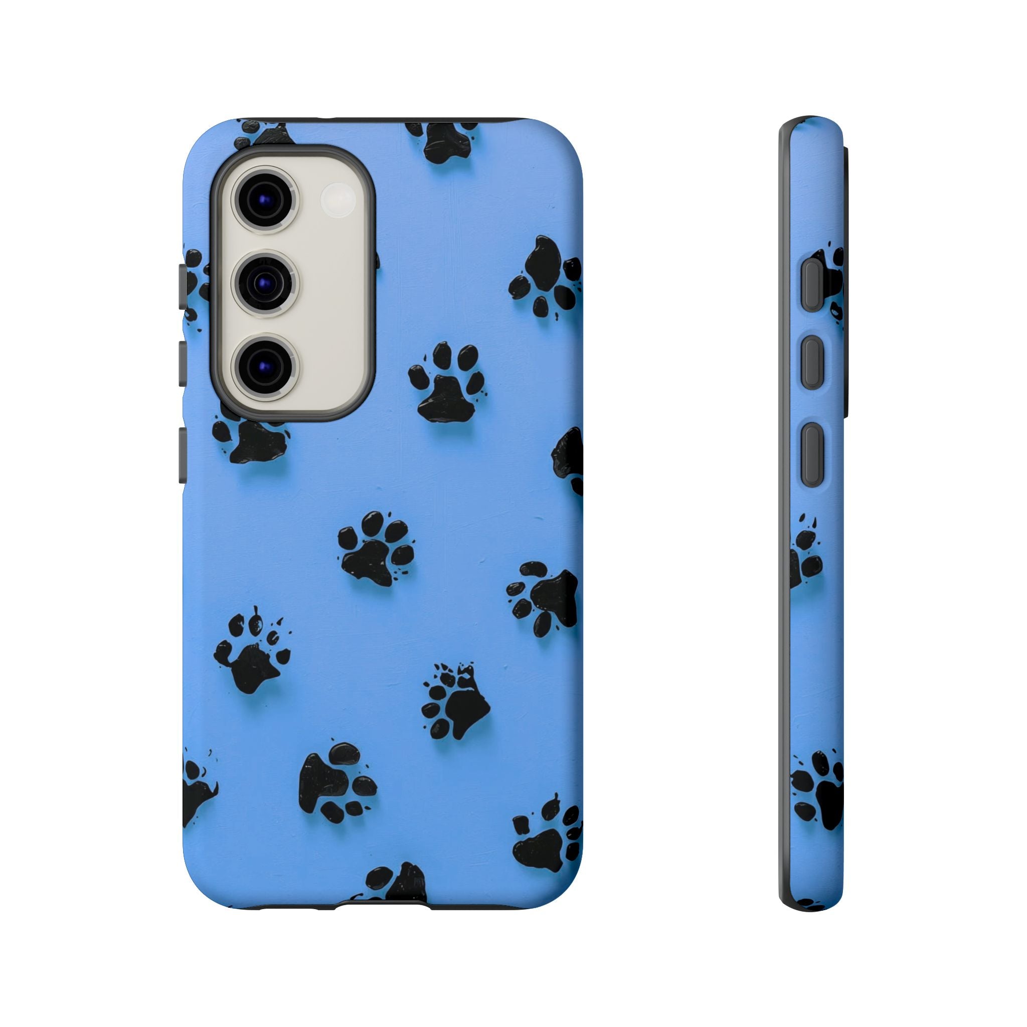 Blue Paw Print Tough Samsung Galaxy Case — Protective Dog & Cat Lover Cover
