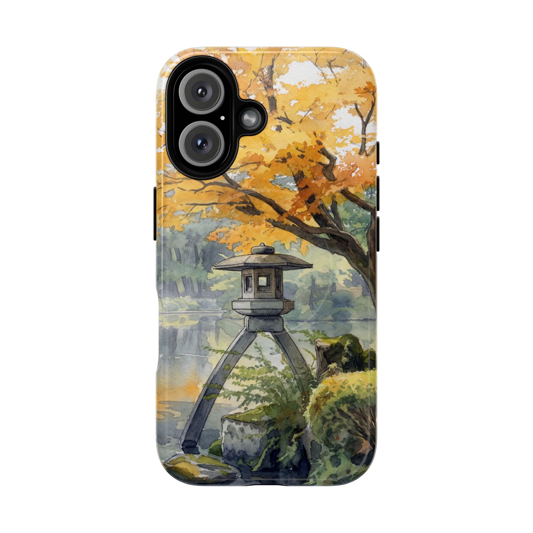 Autumn Japanese Garden MagSafe iPhone Case | Scenic Lantern Fall