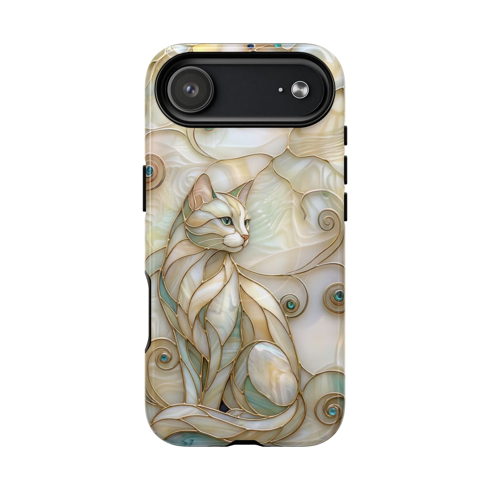 Art Nouveau Cat Phone Case | Elegant Stained-Glass Style Tough MagSafe Case