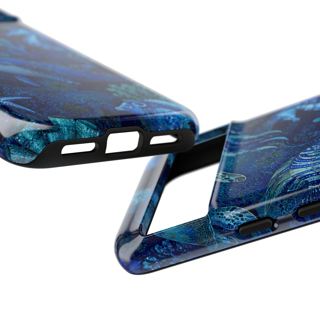 Ocean Animals Tough Google Pixel Phone Case | Navy Blue Undersea Whale Cover