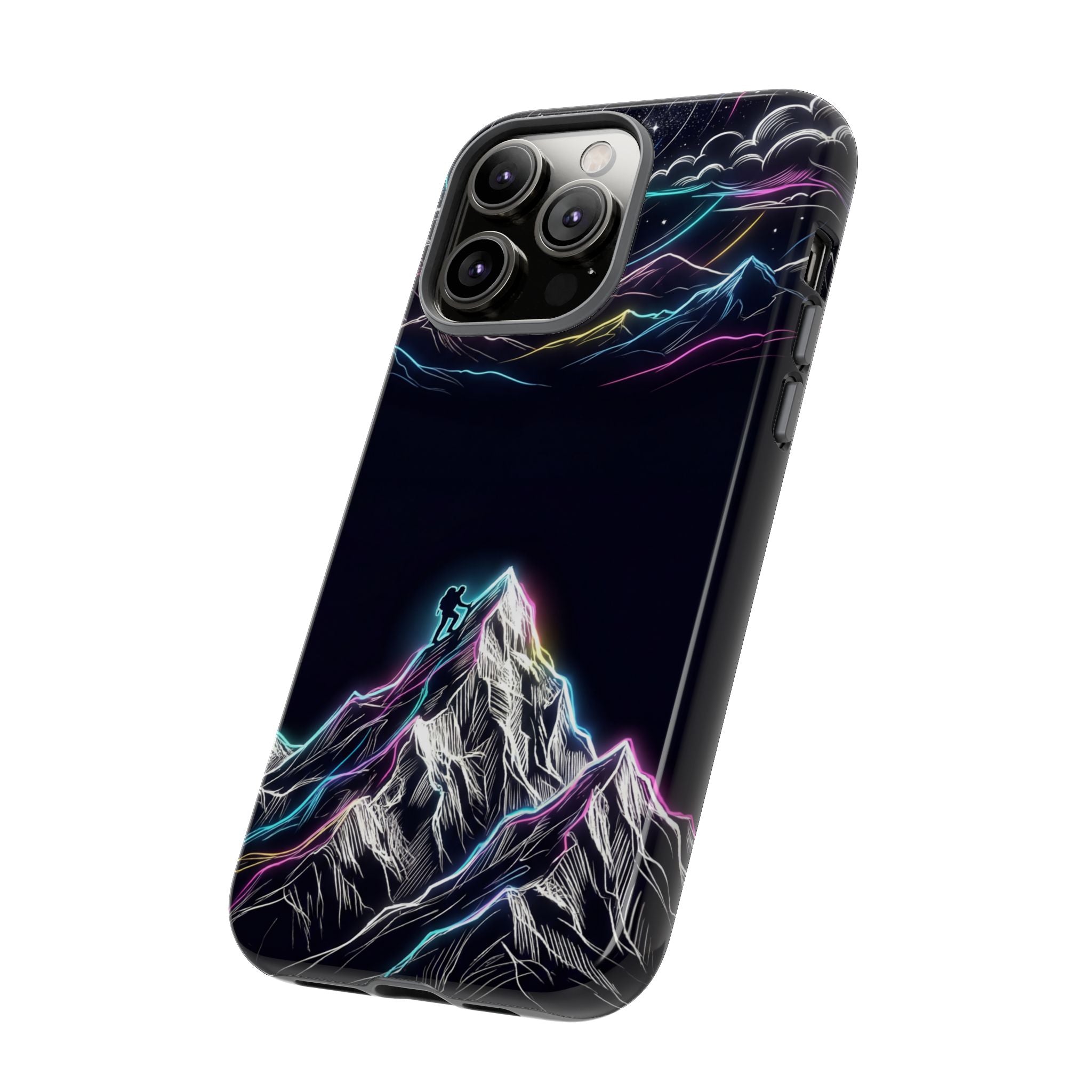 Mount Everest Neon iPhone Case | Dark Cosmic Climber Protective Cover