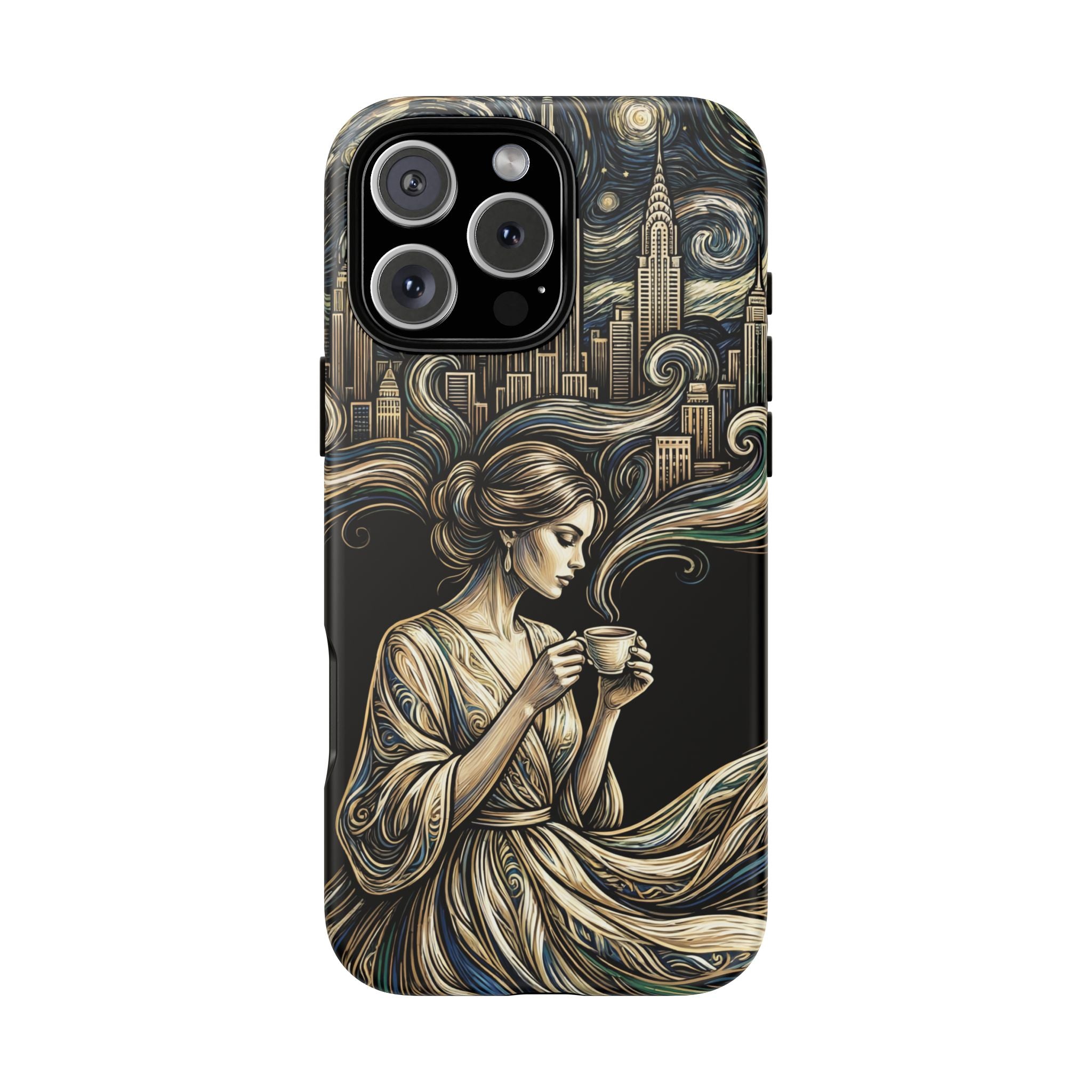 Vintage Cityscape Woman Tea Art iPhone Case