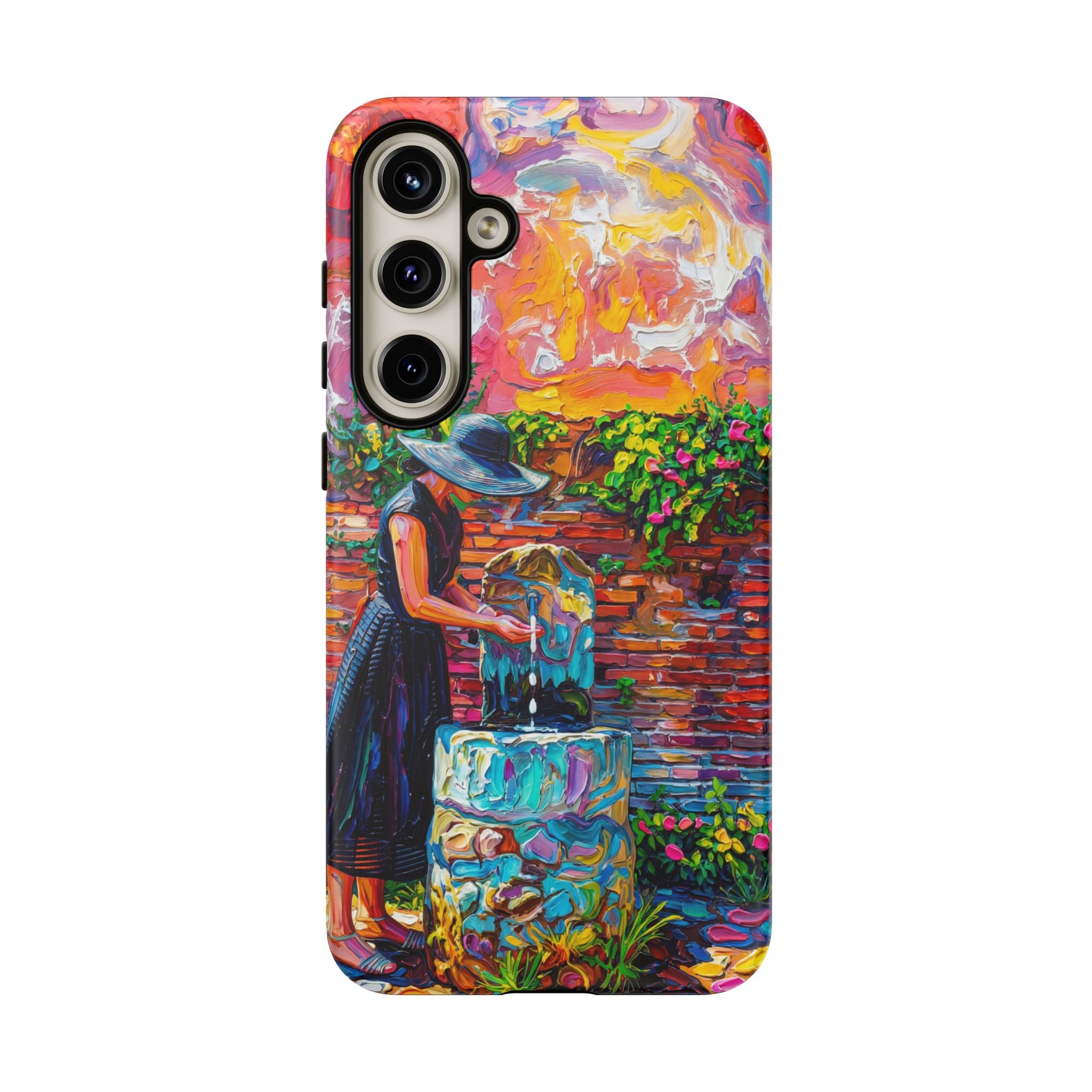 Artistic Woman at Fountain Samsung Galaxy Case | Colourful Garden Scene Tough Cases