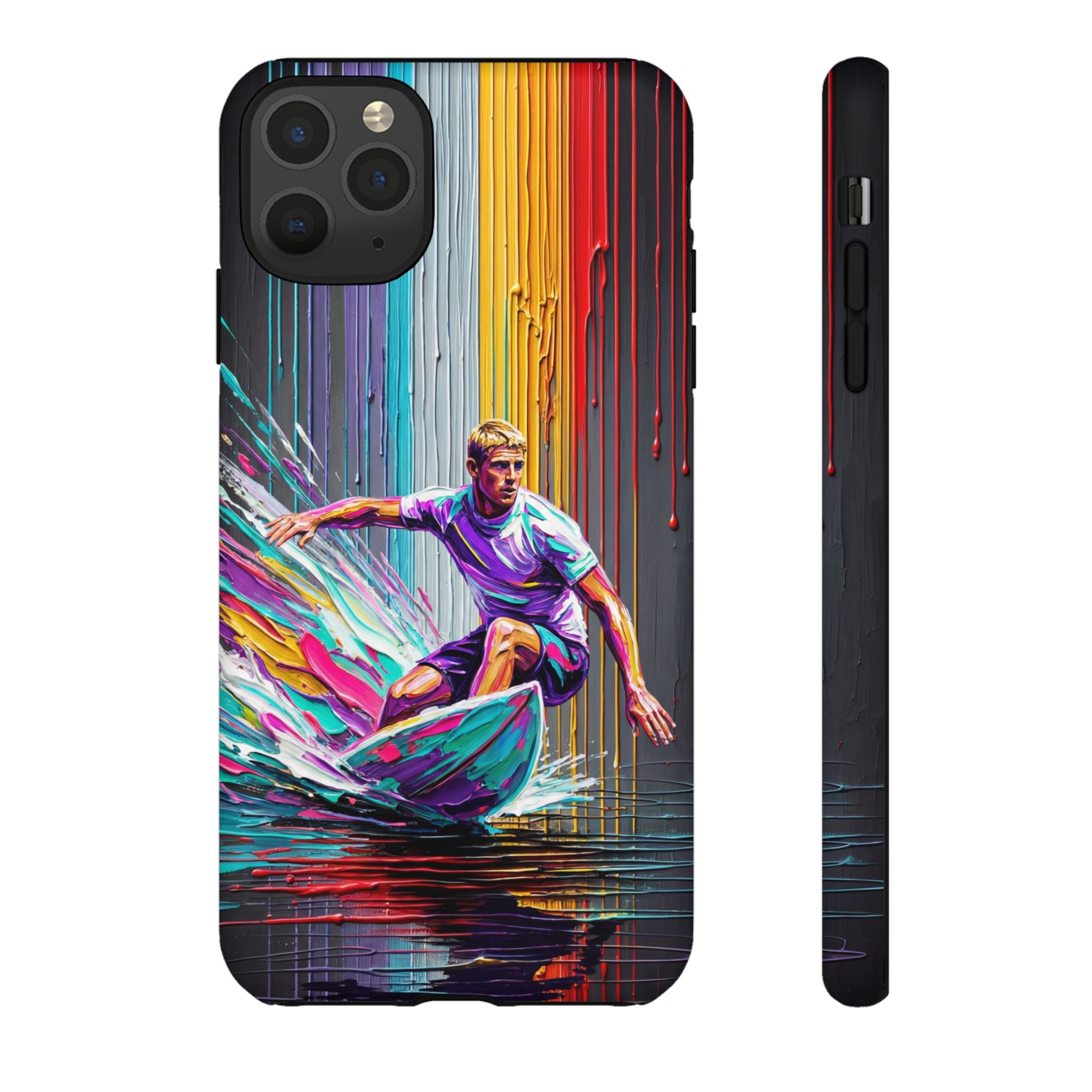 Surfing Art iPhone Case | Colourful Wave Surfer Protective Cover