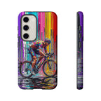 Cyclist Art Samsung Galaxy Phone Case | Colourful Drip Painting Tough Cases