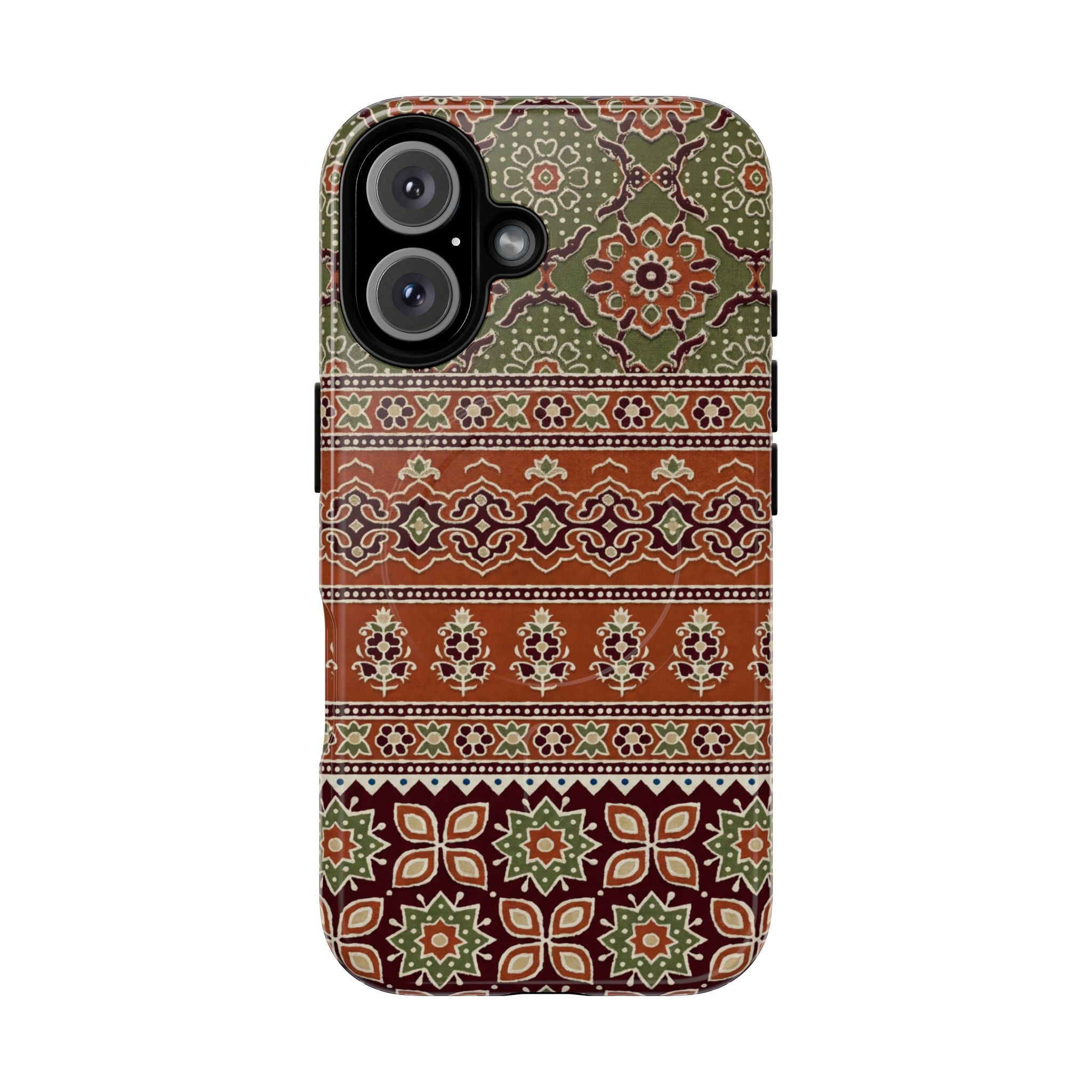 Batik Floral Protective Tough MagSafe iPhone Case