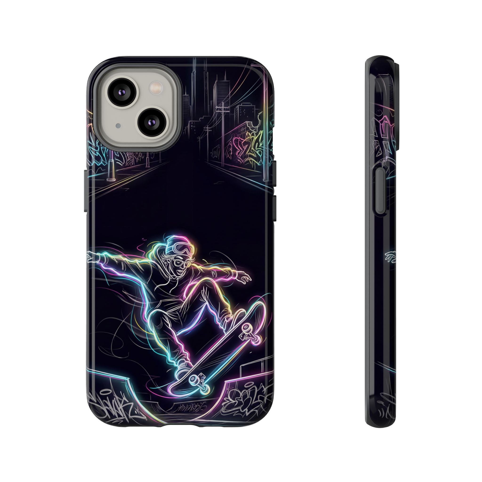 Neon Skateboard iPhone Case | Glow Skatepark Protective Cover
