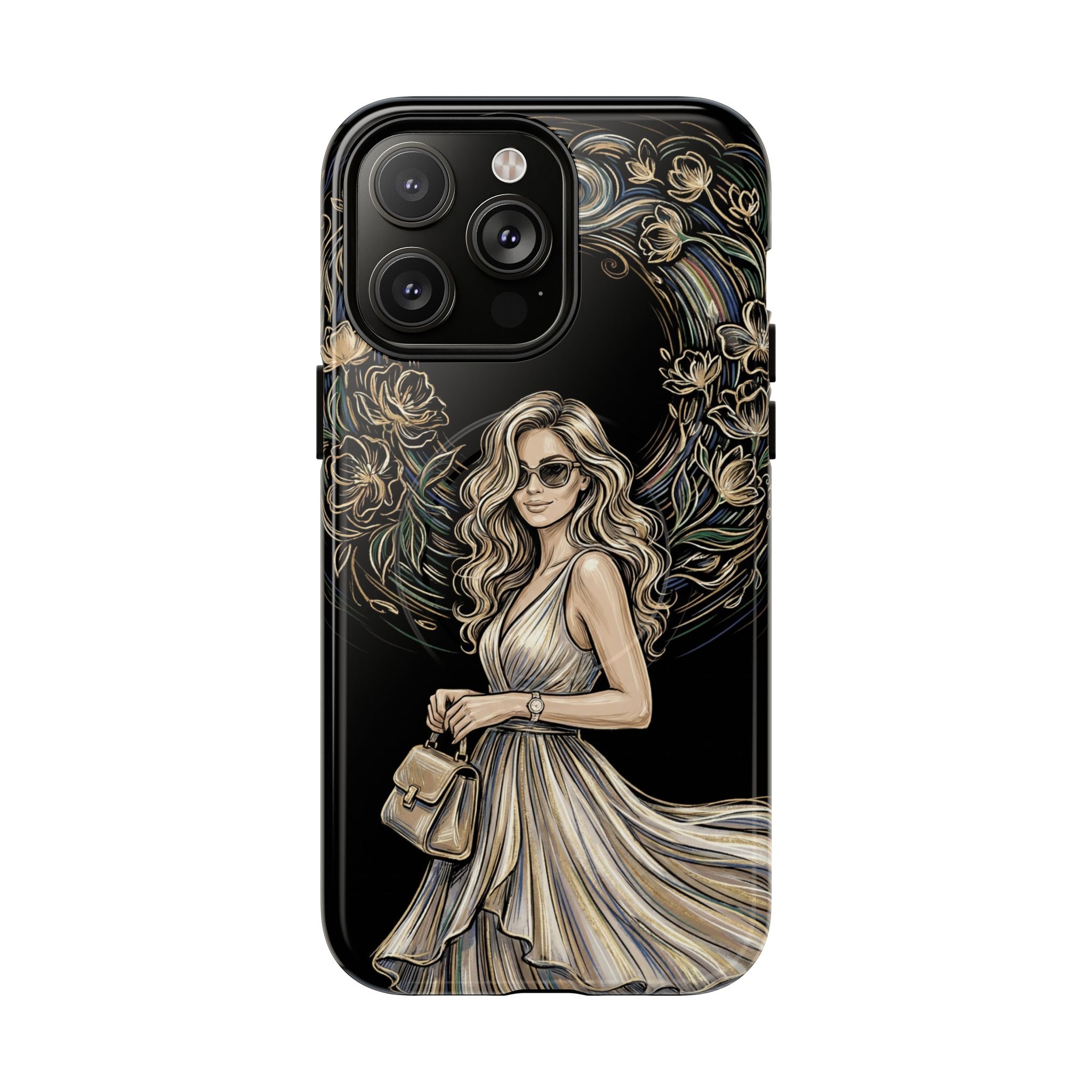 Stylish Woman Floral Wreath Tough MagSafe iPhone Case