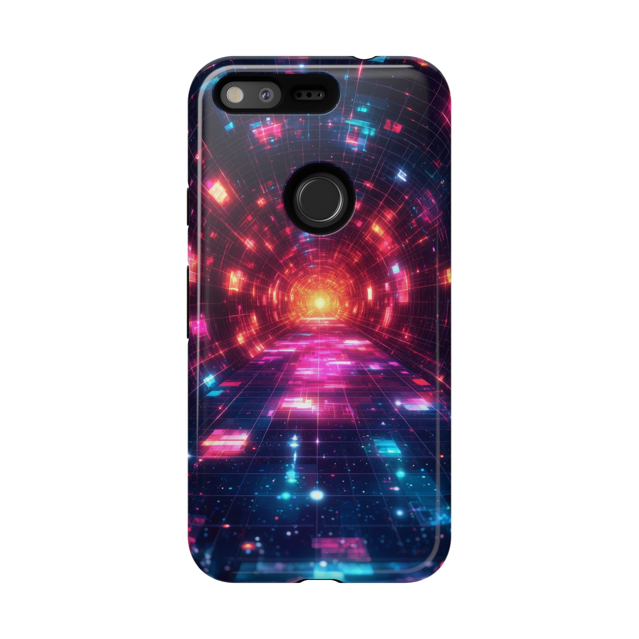 Neon Tunnel Tough Google Pixel Case — Retro Futuristic Galaxy Design