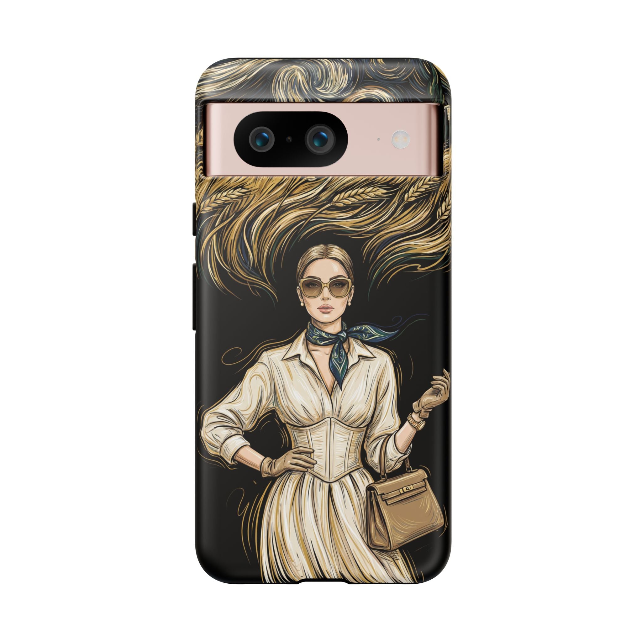 Vintage Elegance Google Pixel Phone Case | Retro Woman with Flowing Golden Hair