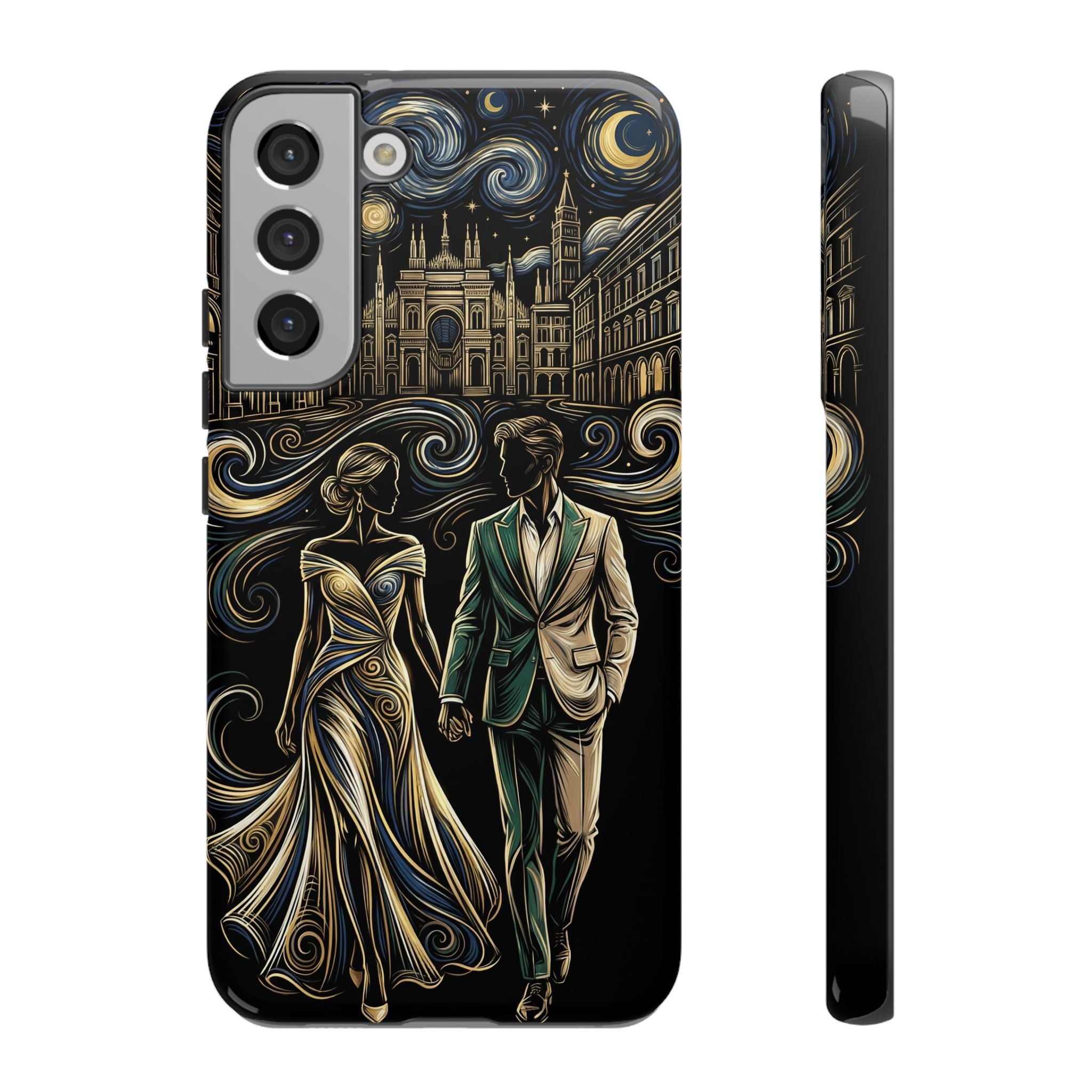 Romantic Night Walk Samsung Galaxy Phone Case | Elegant Couple Art