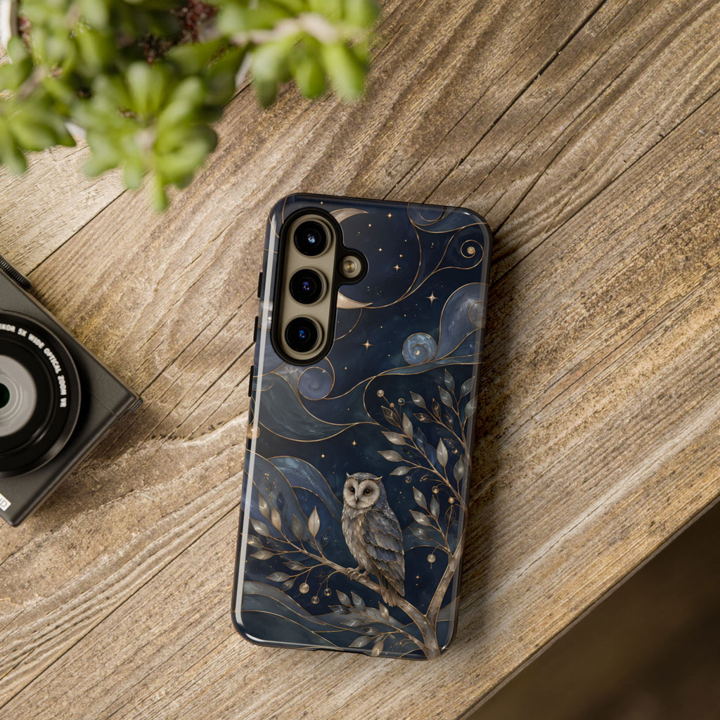 Barn Owl Samsung Galaxy Phone Case | Midnight Forest Art Cover