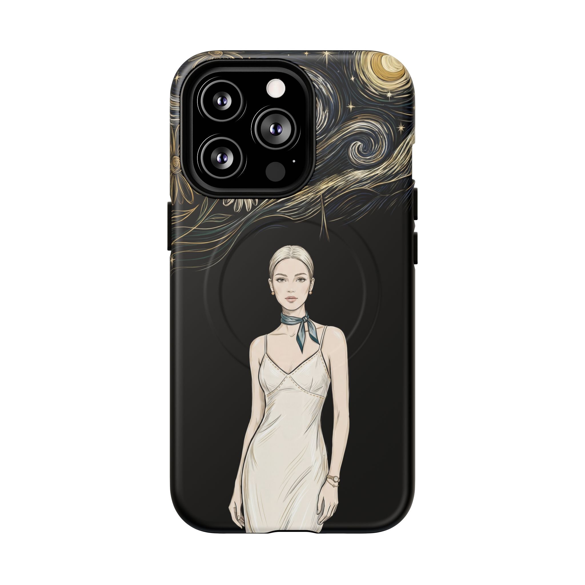 Starry Night Fashion MagSafe iPhone Case | Elegant Woman Illustration