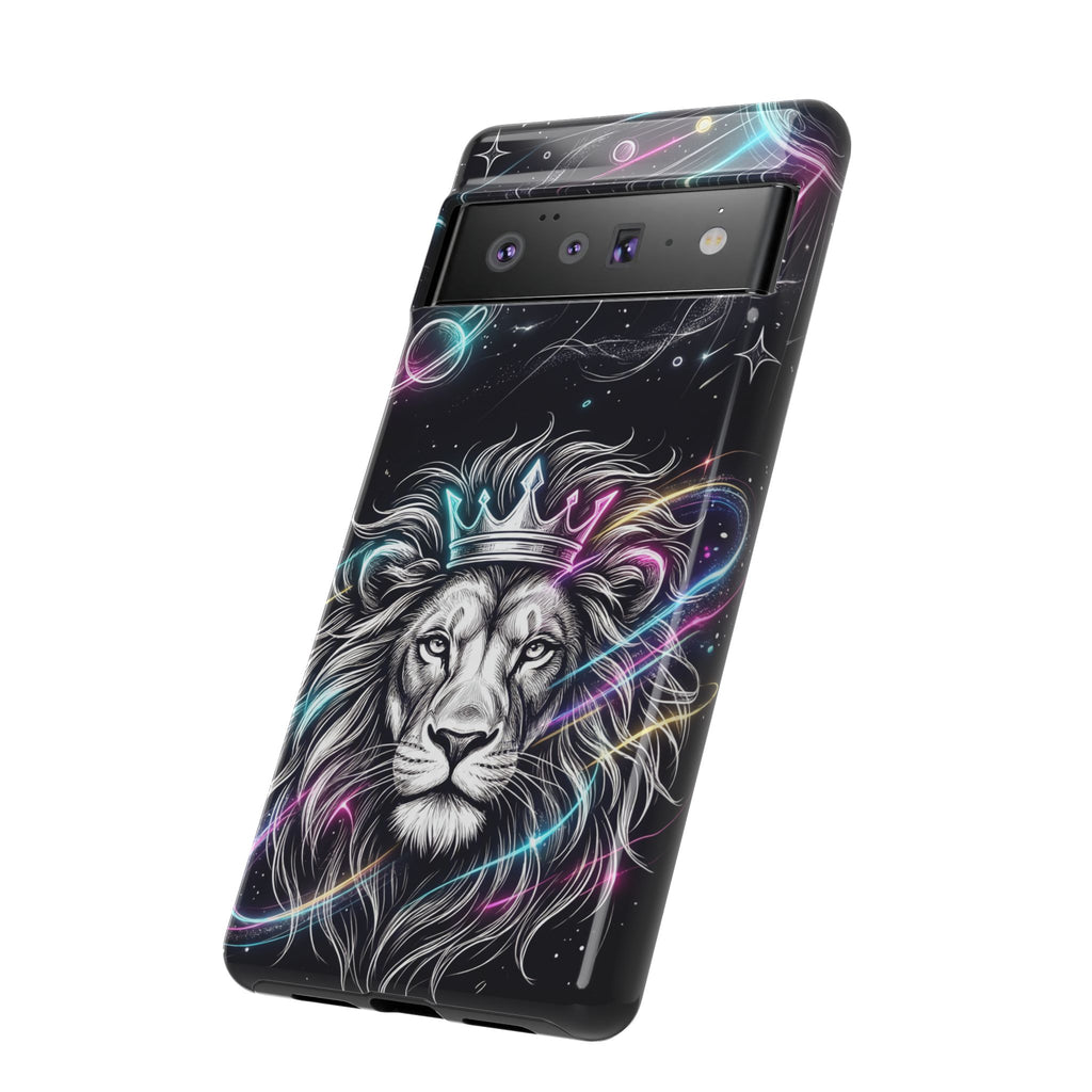 Galaxy Lion Google Pixel Phone Case | Neon Crowned Lion Protective Case