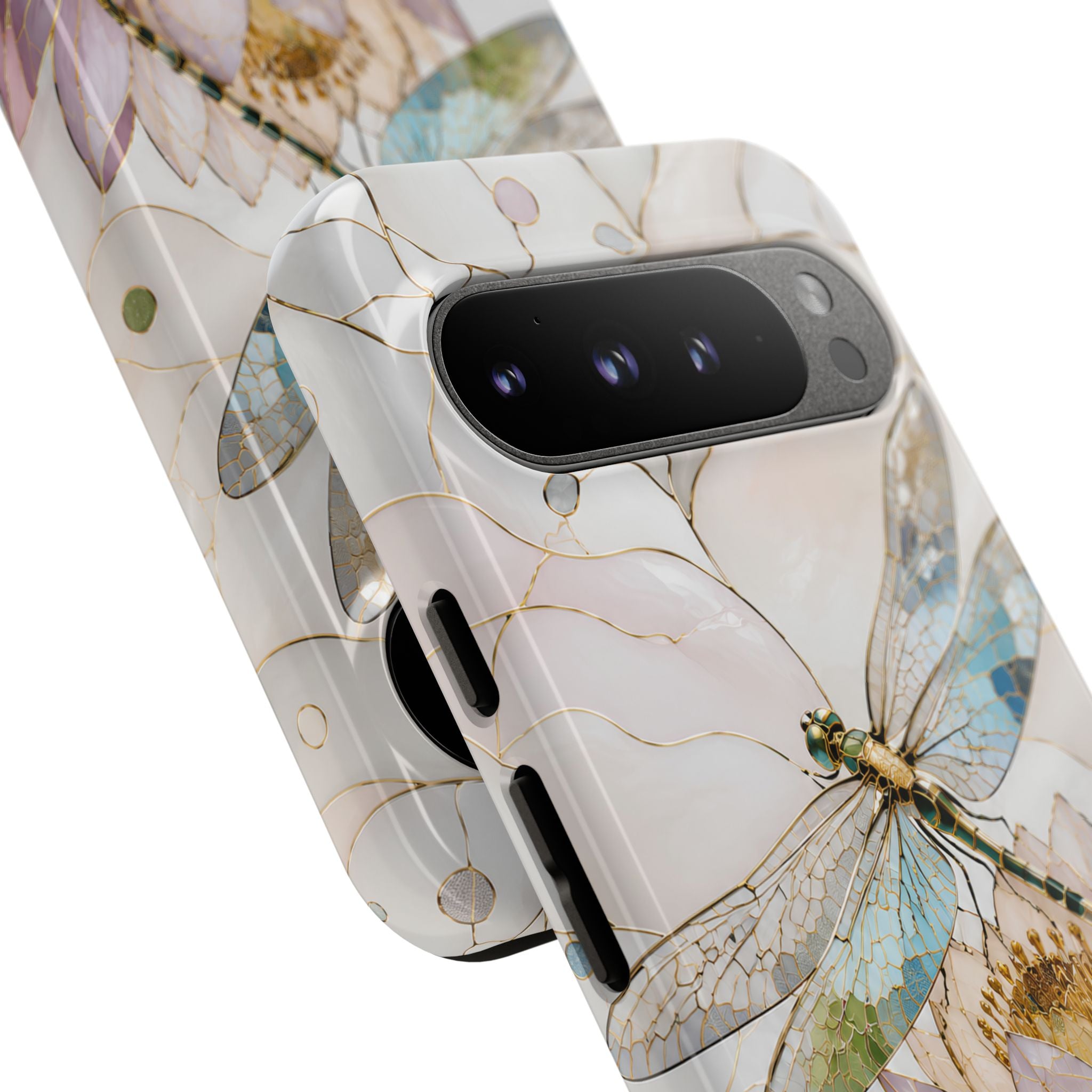 Dragonfly Lotus Google Pixel Phone Case | Stained Glass Floral iPhone Case