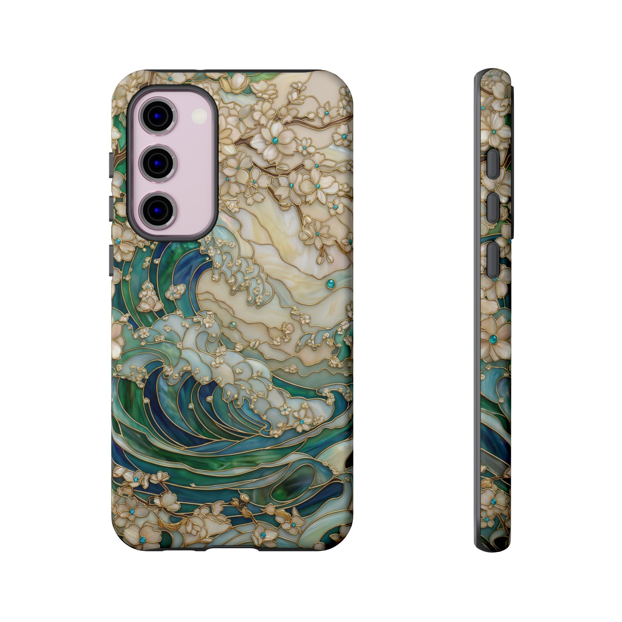 Elegant Ocean Wave Floral Art Samsung Galaxy Case