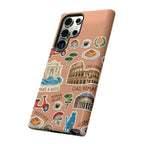 Rome Italy Travel Tough Samsung Galaxy Phone Case | Terracotta Scrapbook Sticker Cover