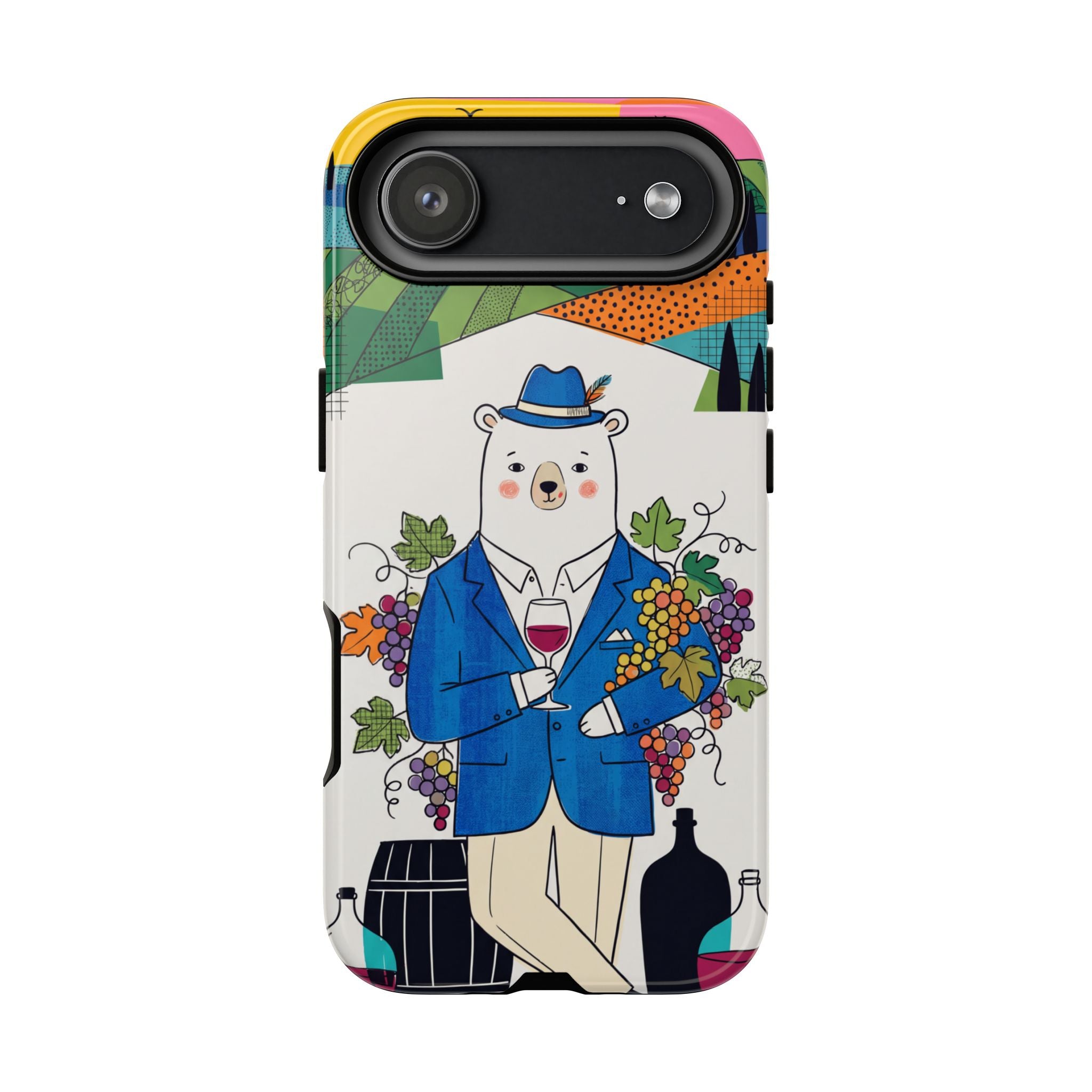 Dapper Polar Bear Wine Lover Illustrated Protective iPhone Case