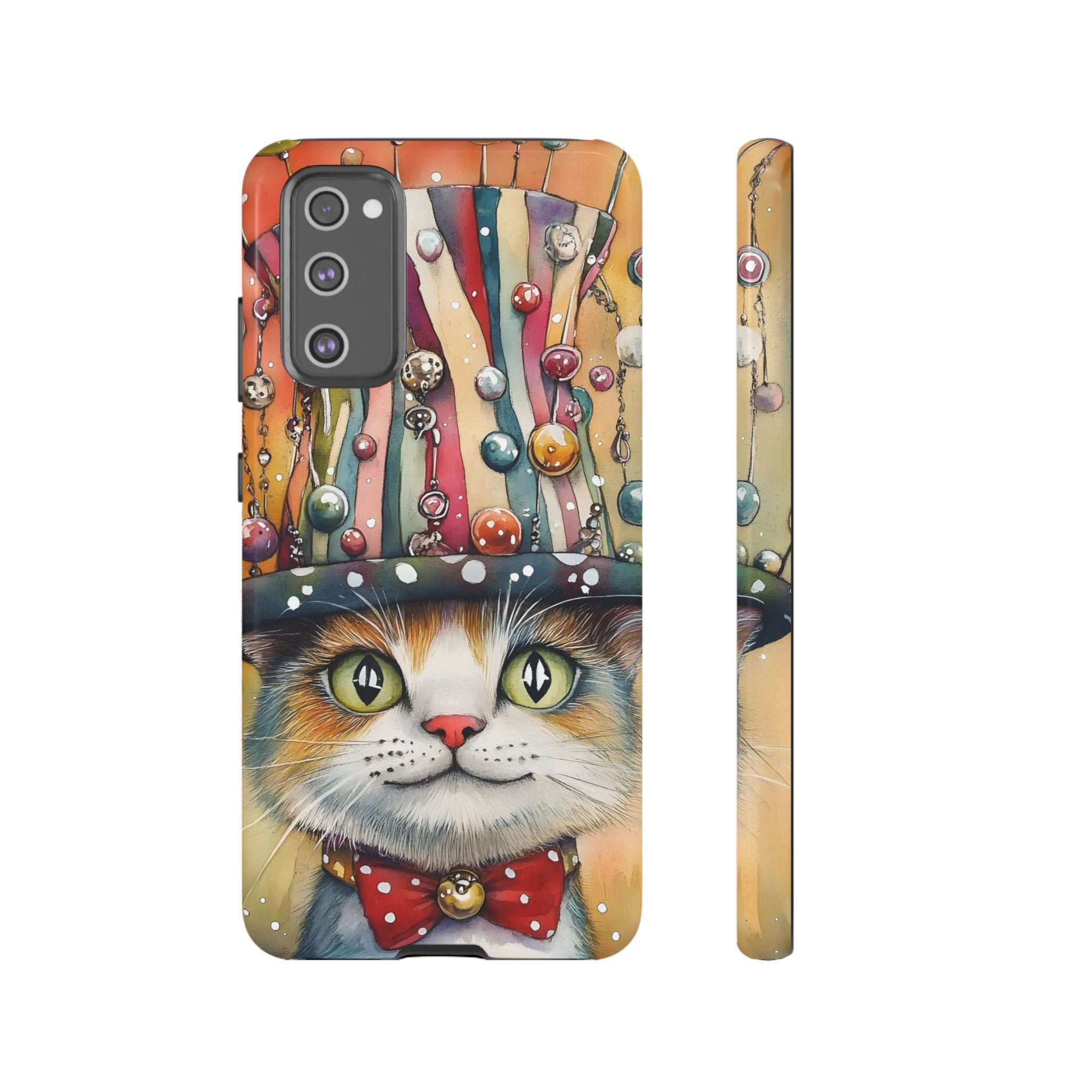 Cat in Colourful Top Hat Samsung Galaxy Case — Whimsical Cat Art iPhone Case