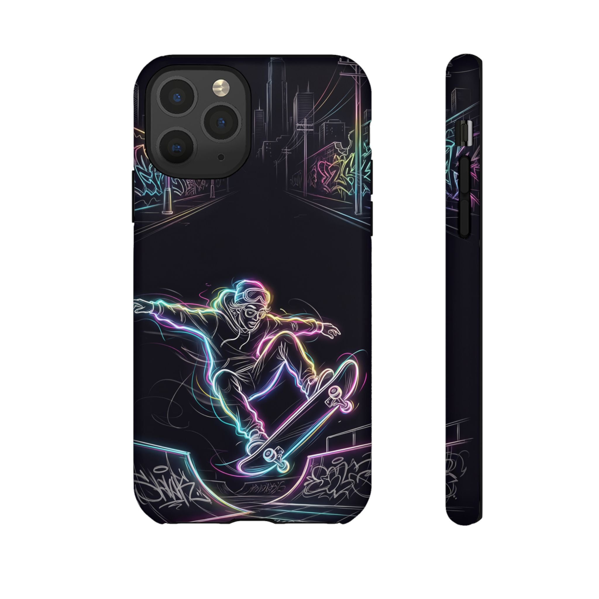 Neon Skateboard iPhone Case | Glow Skatepark Protective Cover