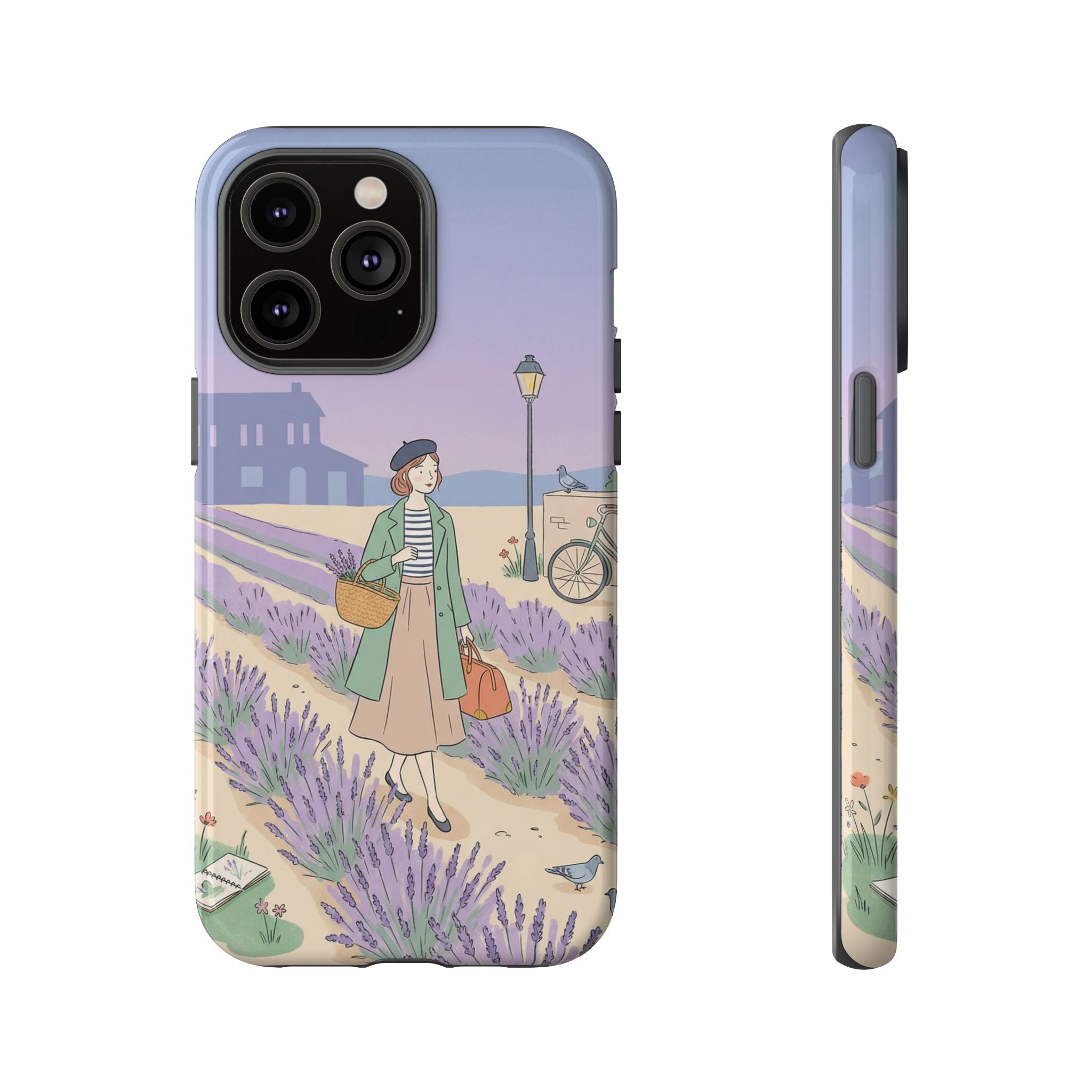 Lavender Field iPhone Case | Vintage Travel Illustration Protective Case