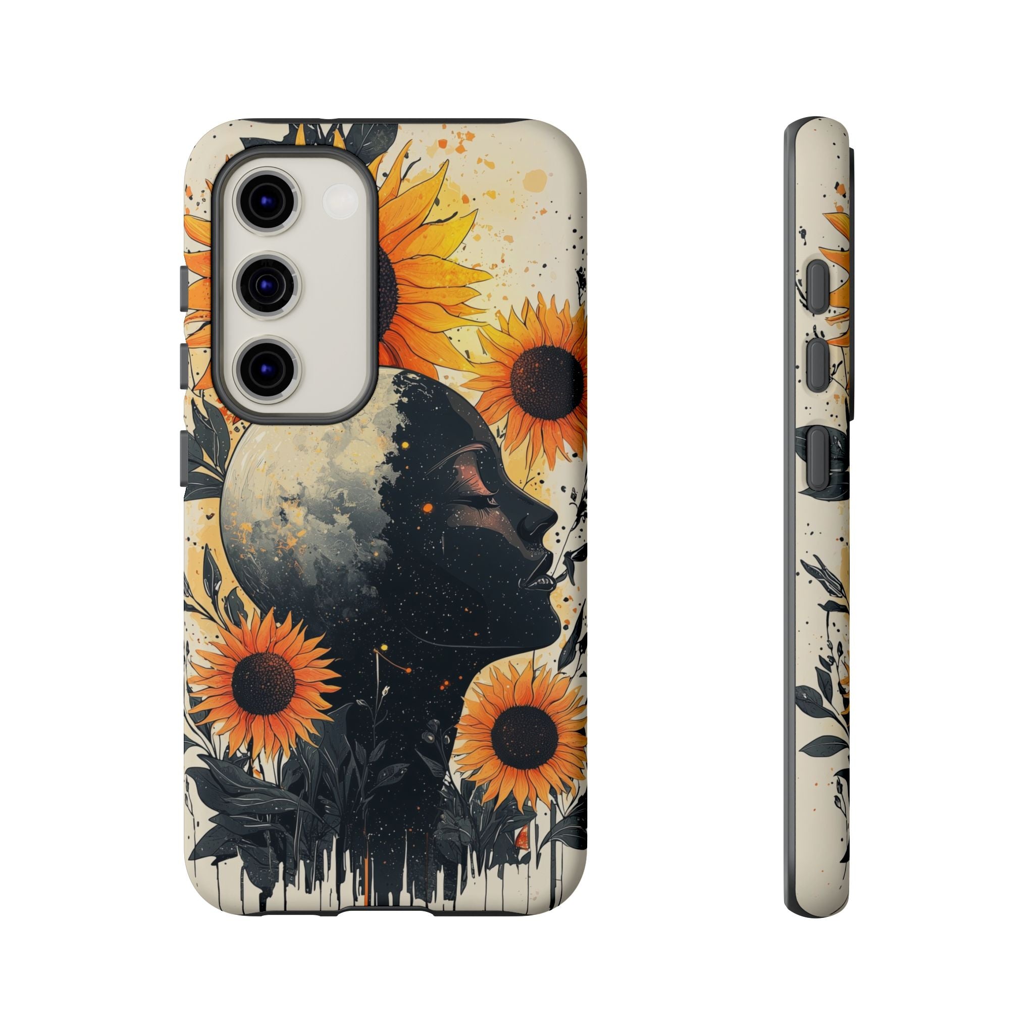 Sunflower Moon Art Samsung Galaxy Case | Floral Celestial