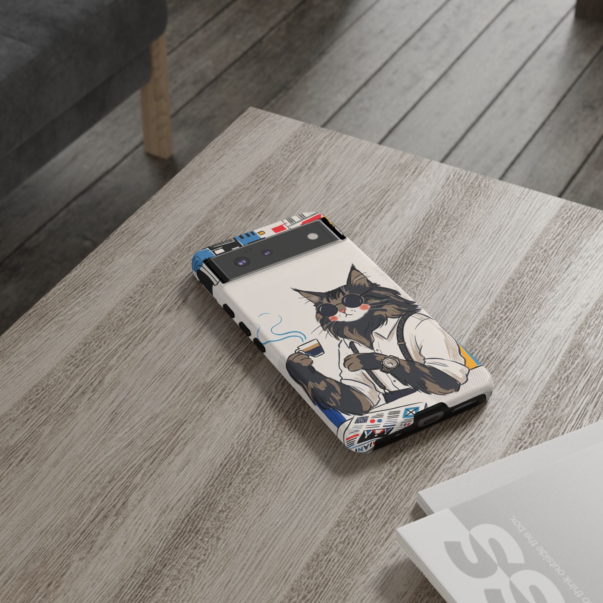 Cat Barista Google Pixel Phone Case | Cool Cat in Sunglasses Coffee Shop Design