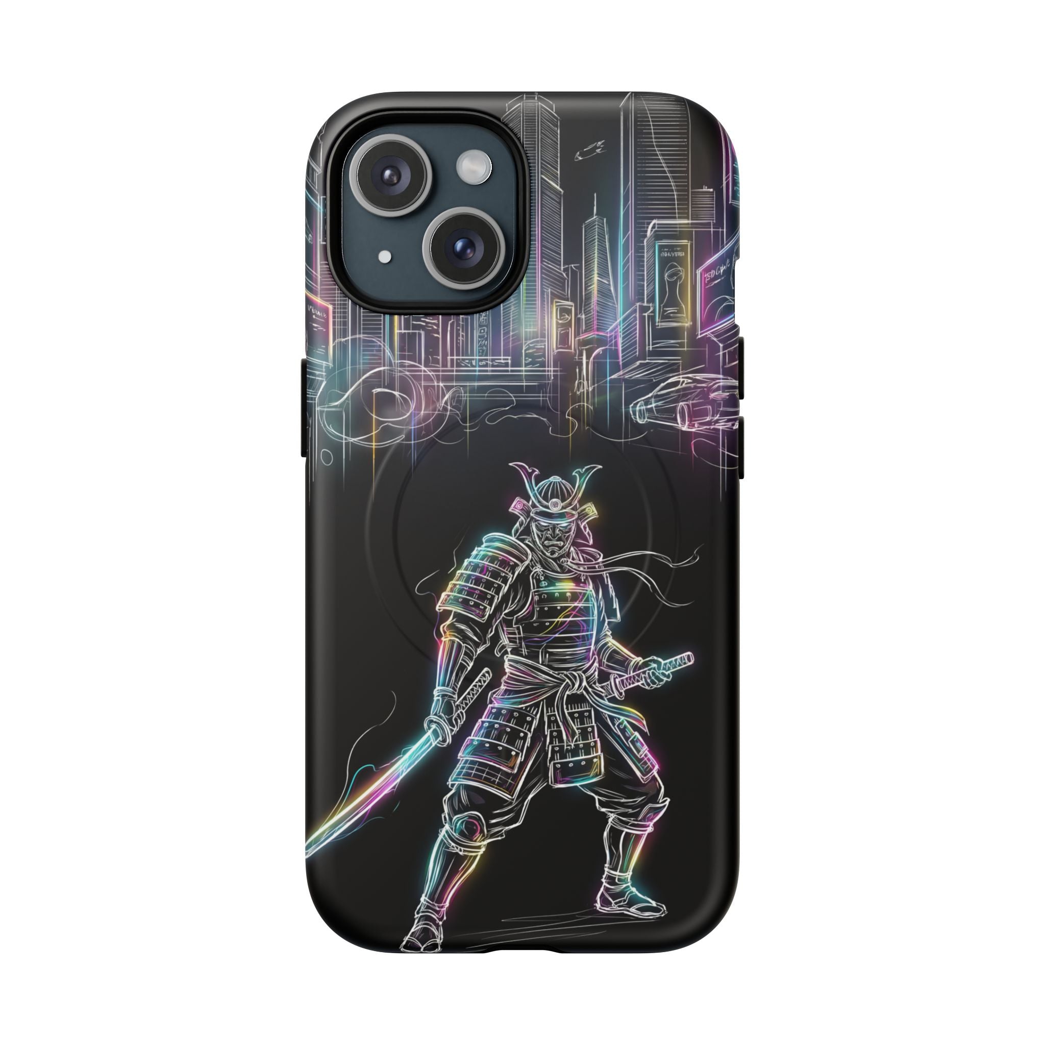 Neon Samurai MagSafe iPhone Case | Cyberpunk City Armor