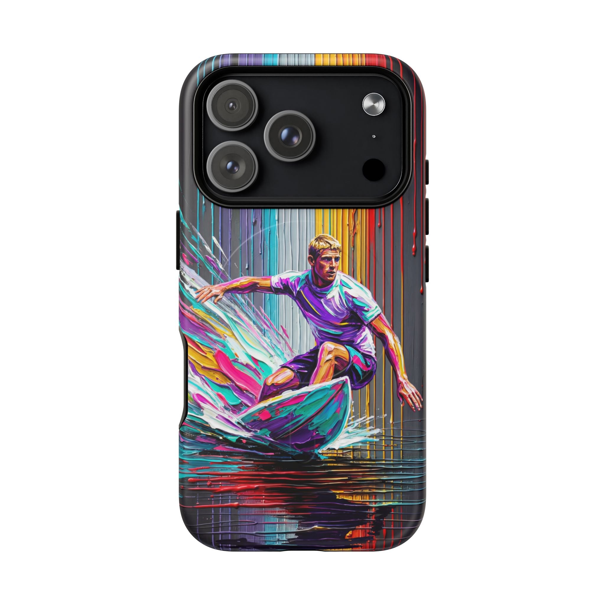 Surfing Art MagSafe iPhone Case | Colourful Wave Surfer Protective Cover