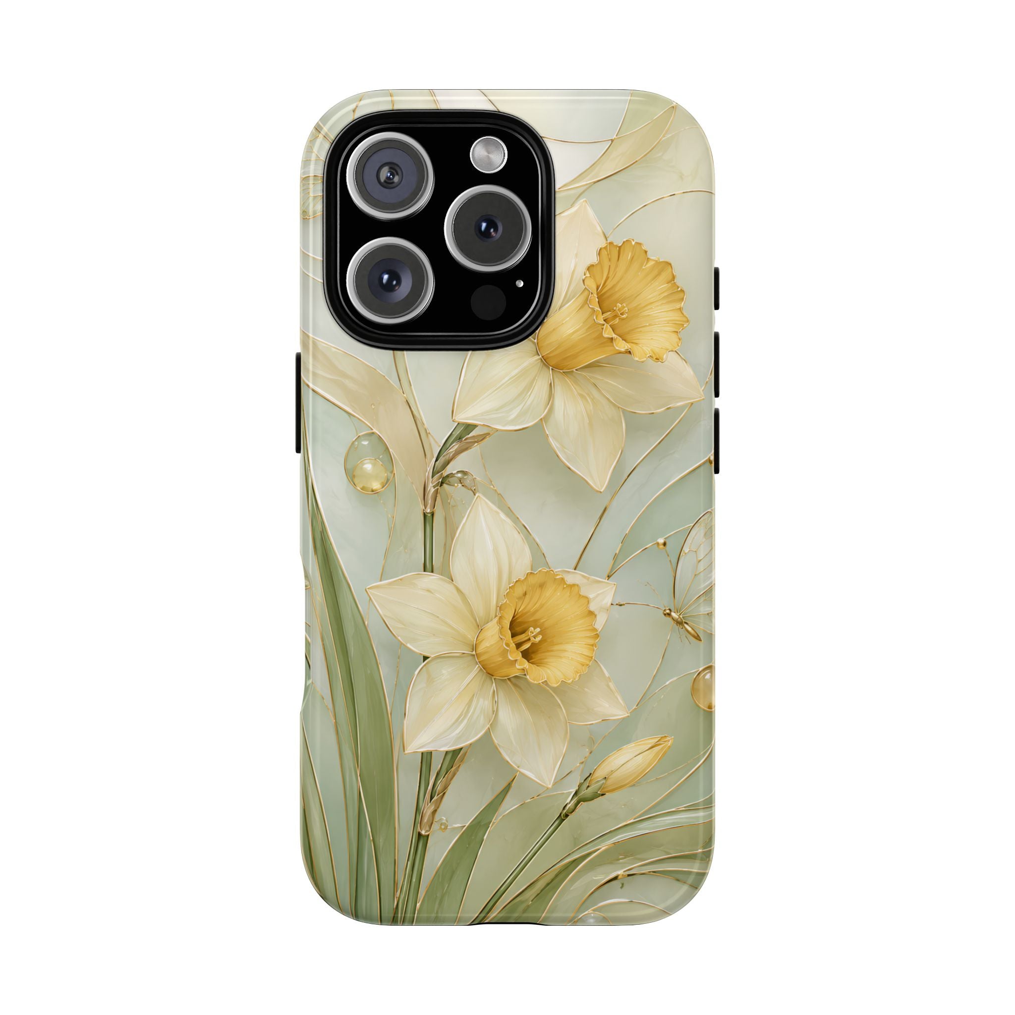 Stained Glass Daffodil iPhone Case | Yellow Floral Phone Cover