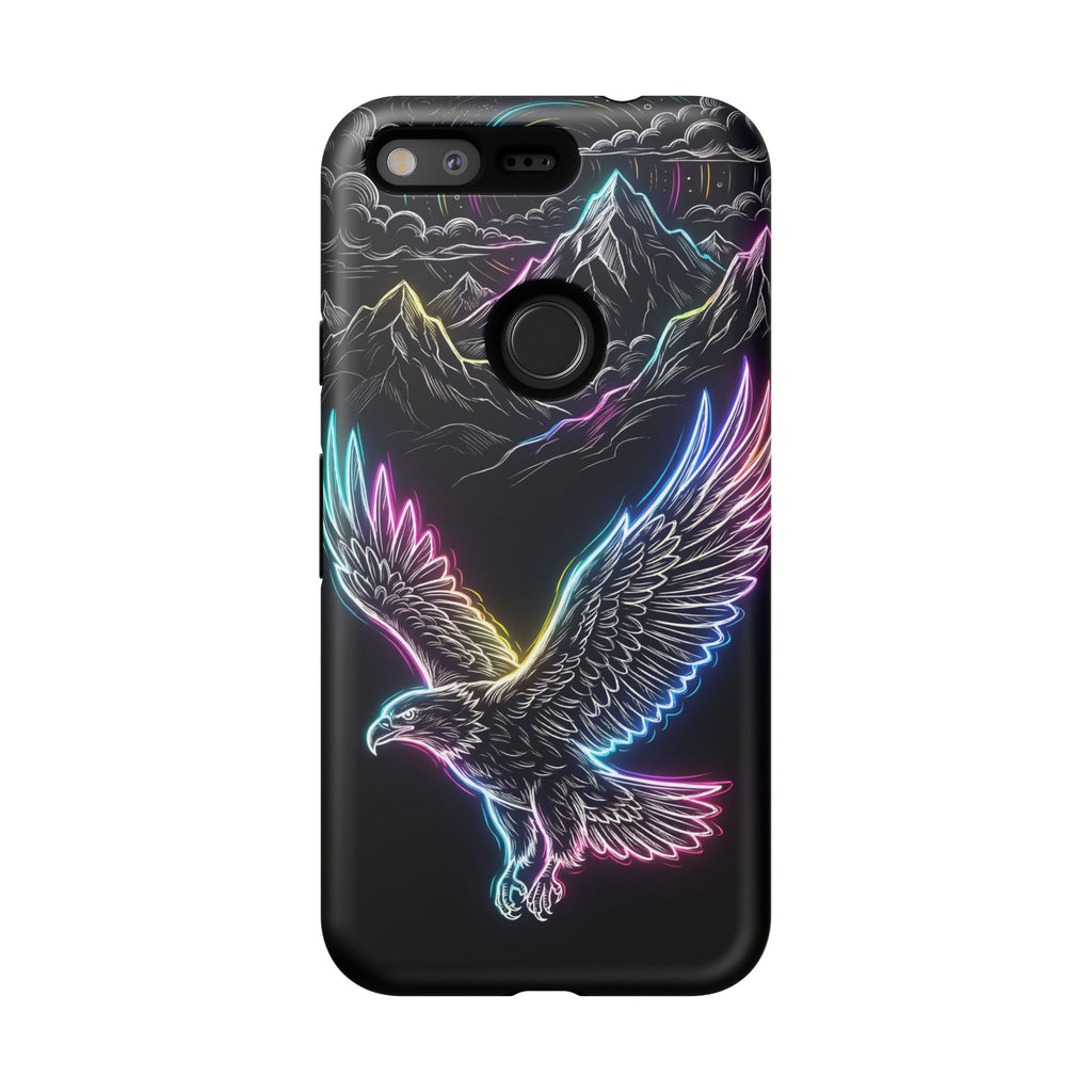 Cover per telefono Google Pixel Neon Eagle con design montano