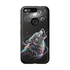 Wolf Galaxy Tough Google Pixel Phone Case | Colorful Howling Wolf Space Design