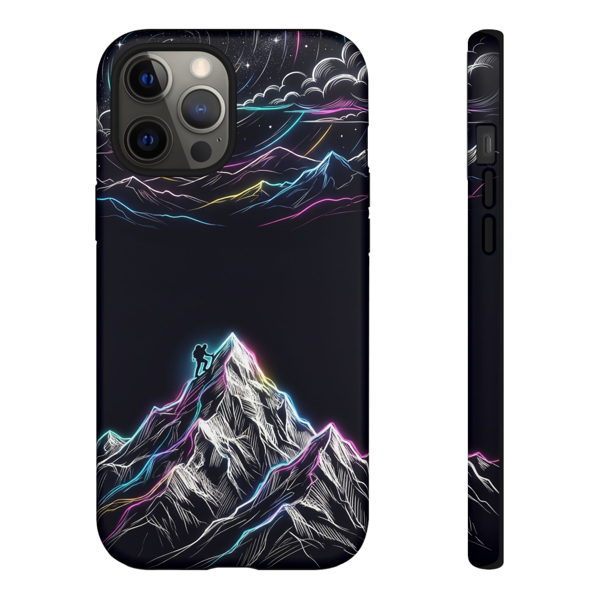 Mount Everest Neon iPhone Case | Dark Cosmic Climber Protective Cover