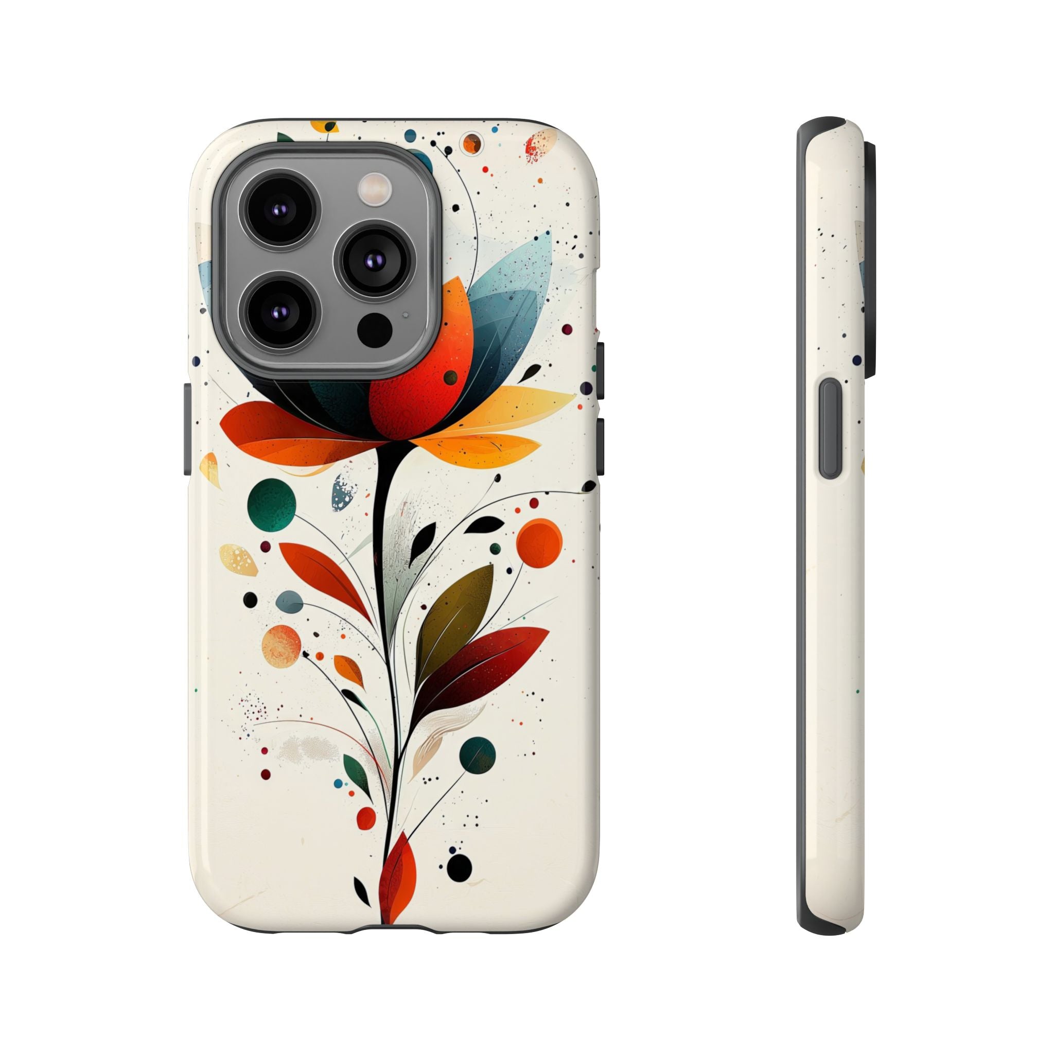 Floral Abstract Tough iPhone Case | Colourful Lotus Art Protective Cover