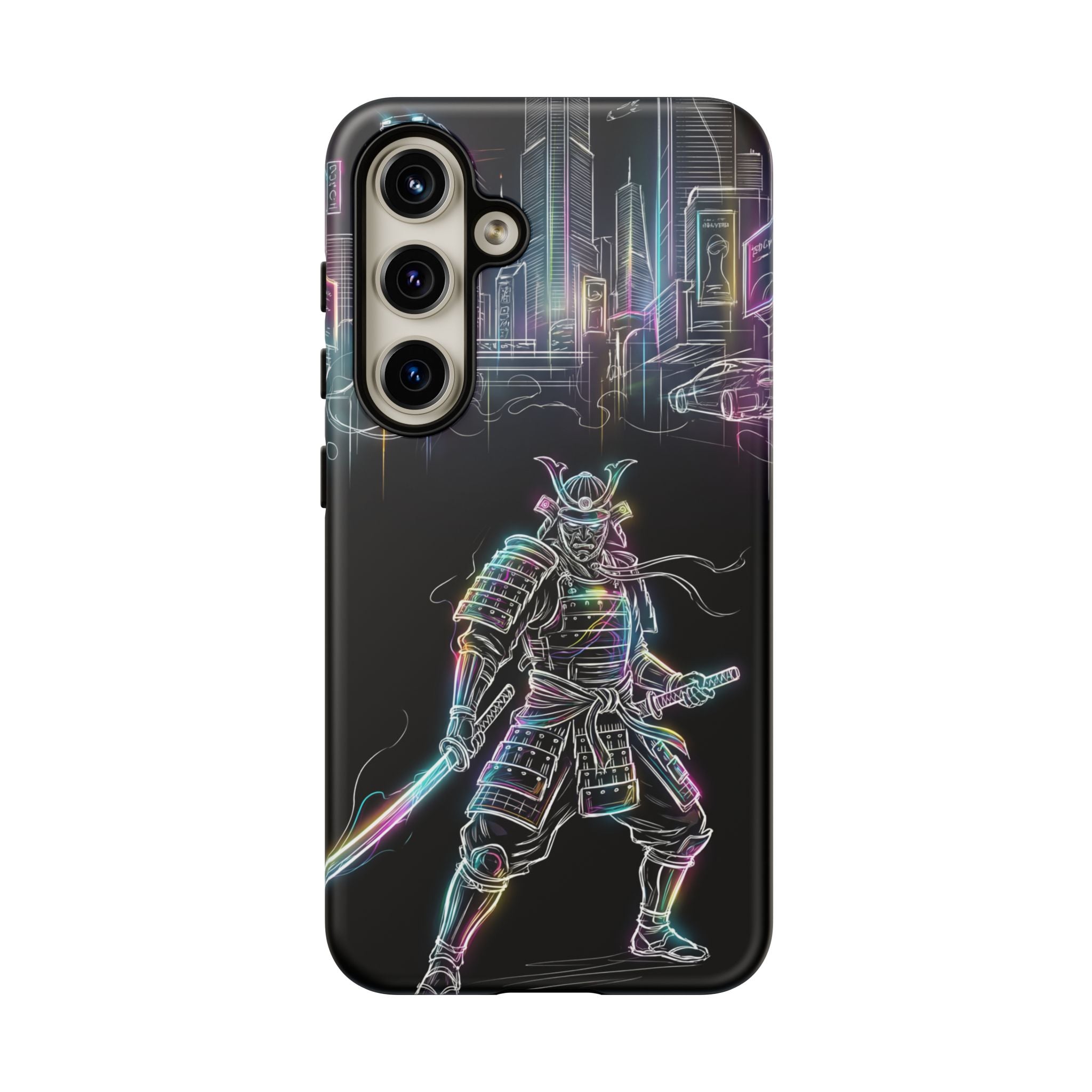 Neon Samurai Samsung Galaxy Phone Case | Cyberpunk City Armor