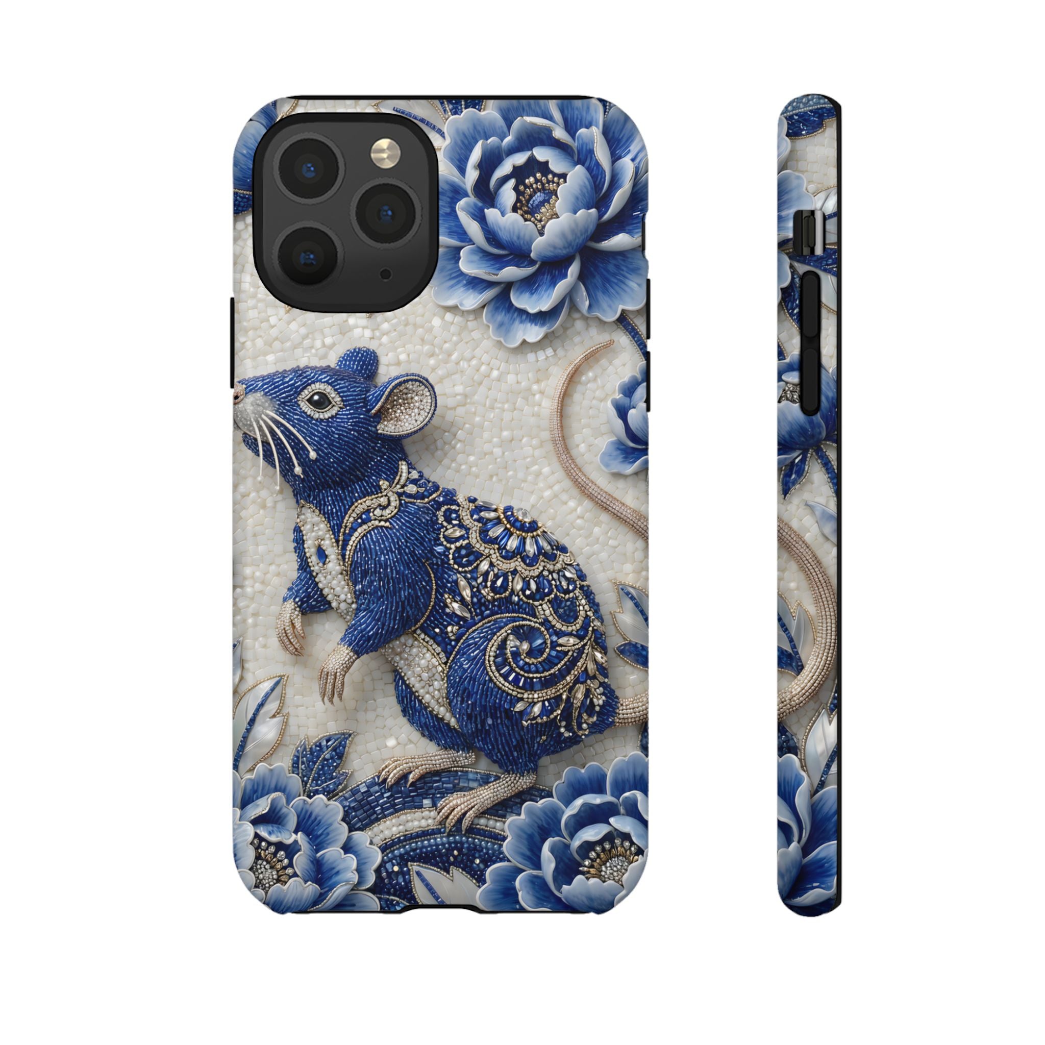 Asian Zodiac Rat iPhone Case | Blue & White Porcelain Art Slim Protective iPhone Case | Year of the Rat Gift