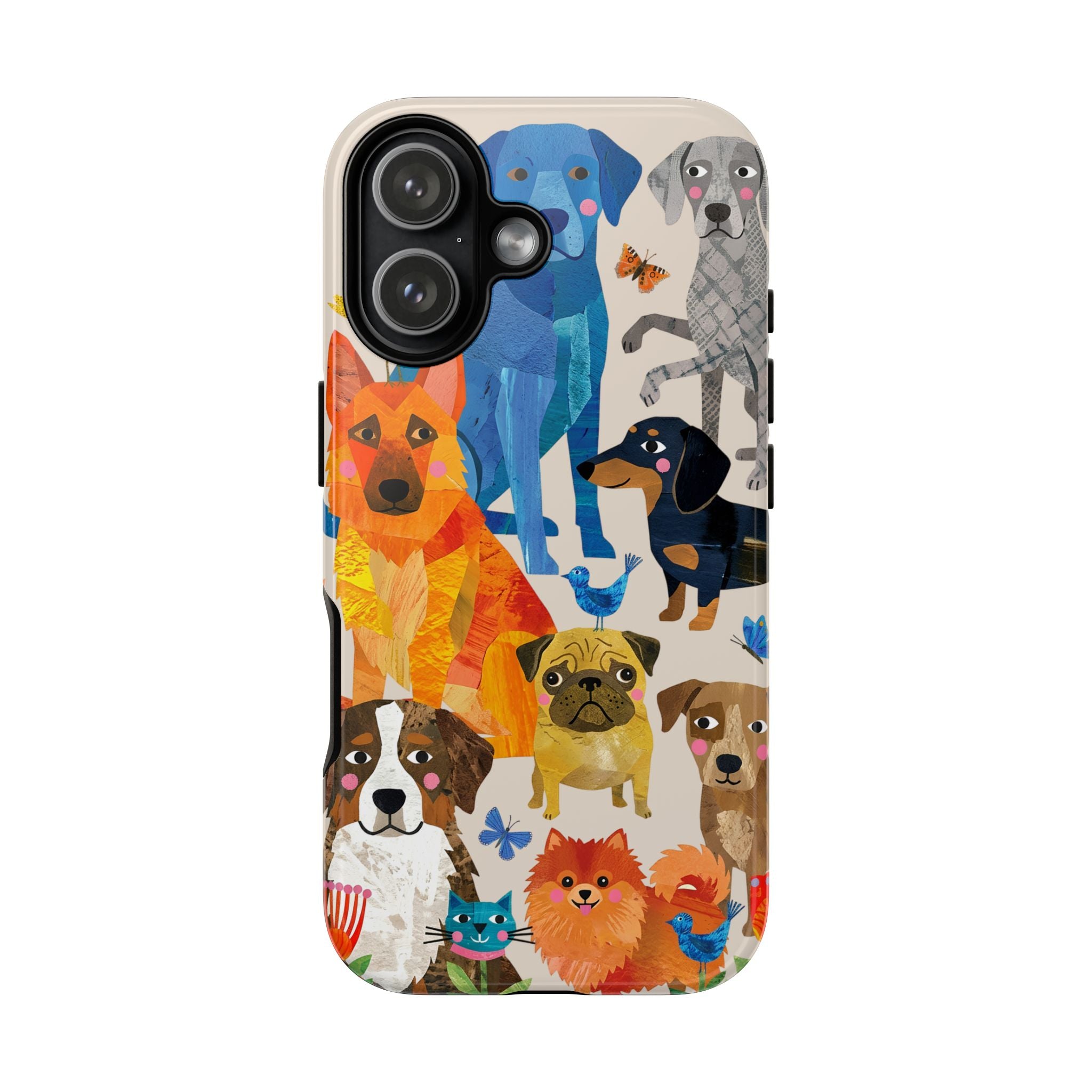 Colorful Dogs Pattern iPhone Case | Cute Watercolor Puppy Design Tough Case