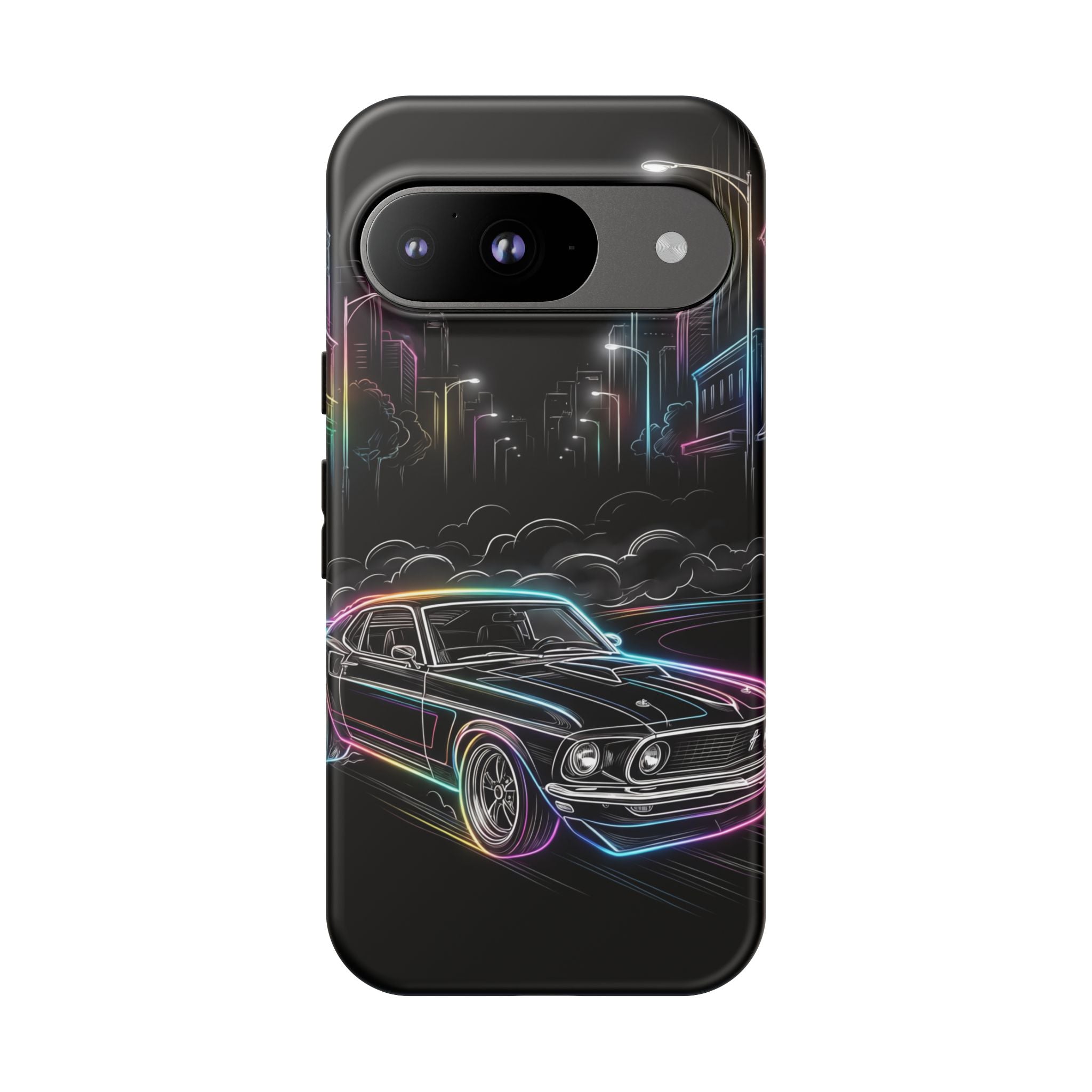 Neon Muscle Car Google Pixel Phone Case | Retro City Nightscape