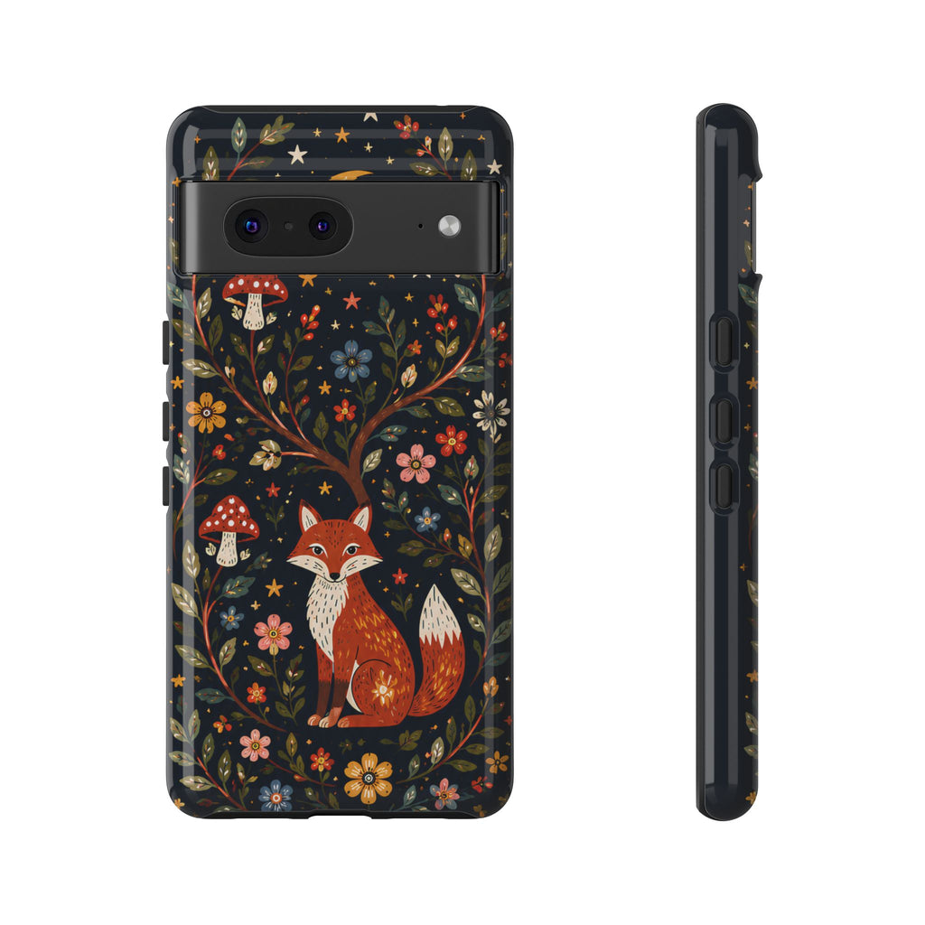 Fox Moon Google Pixel Phone Case | Whimsical Floral Night Woodland Protective Case
